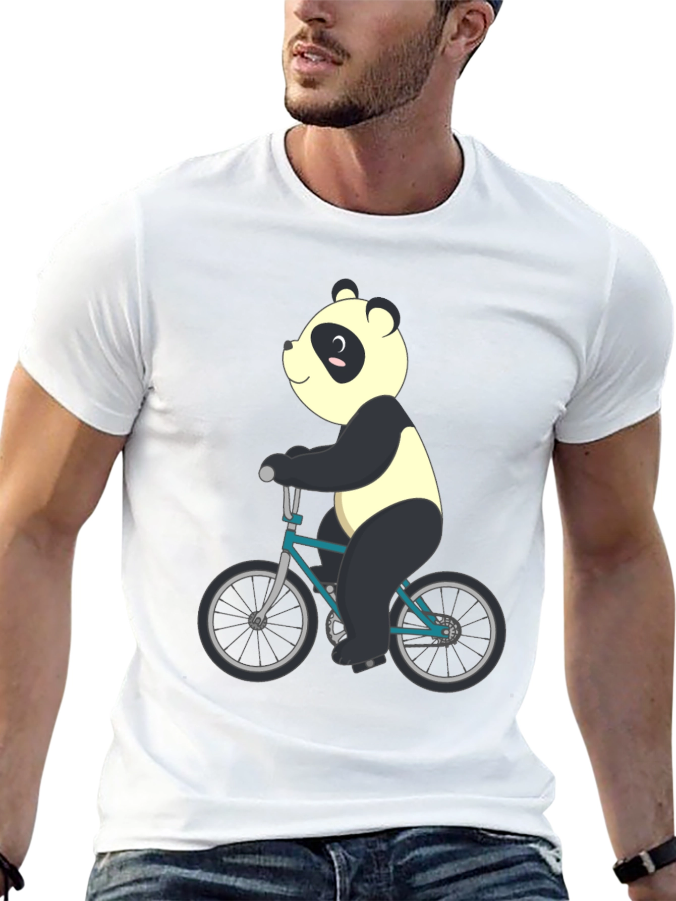 Panda on Bike Graphic Tee - Mens Black T-Shirt