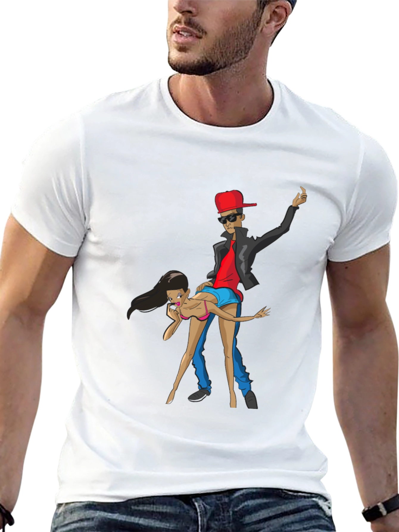 Cartoon Graphic Black Crew Neck T-Shirt
