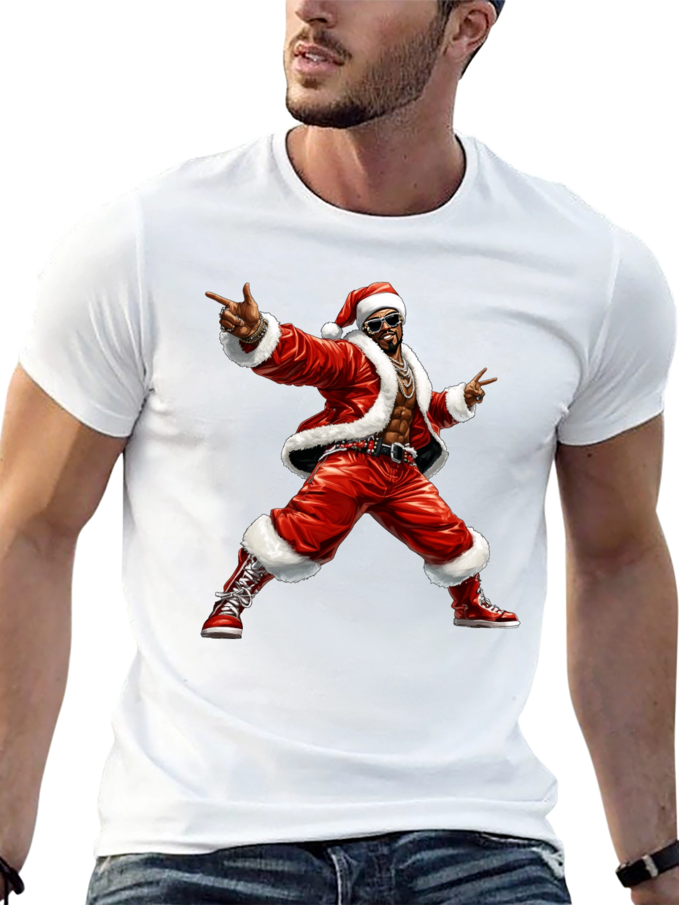 Cool Santa Graphic T-Shirt - Black