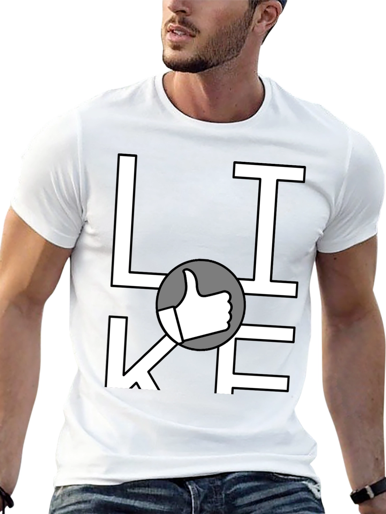 Like Graphic Print T-Shirt - Casual Black Tee