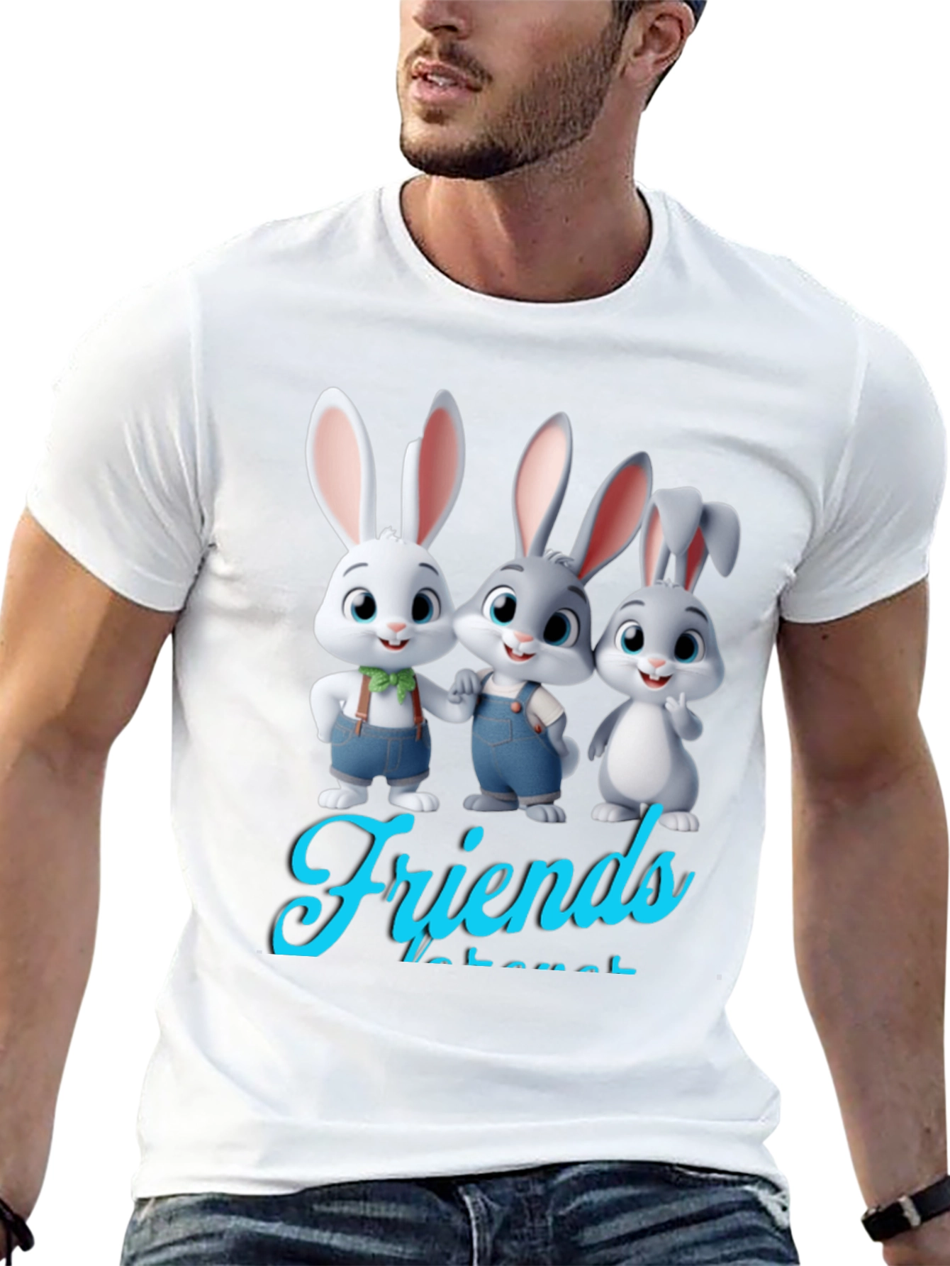 Bunny Friends Graphic T-Shirt - Cute Cartoon Rabbits