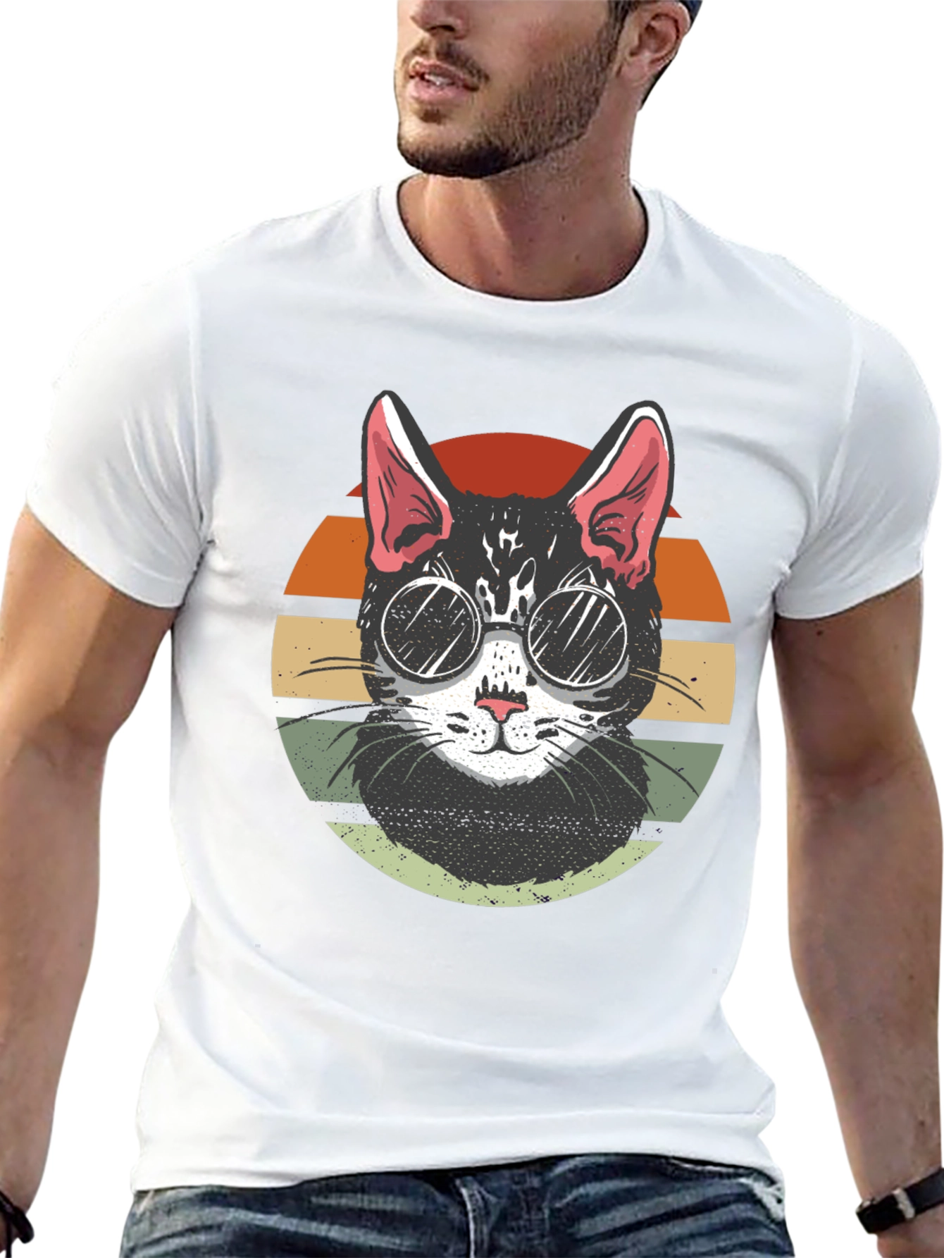 Cool Cat Retro Sunset T-Shirt