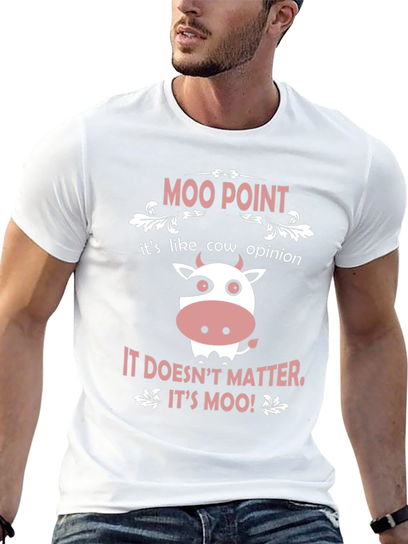 Moo Point Mens T-Shirt - Funny Cow Graphic Tee