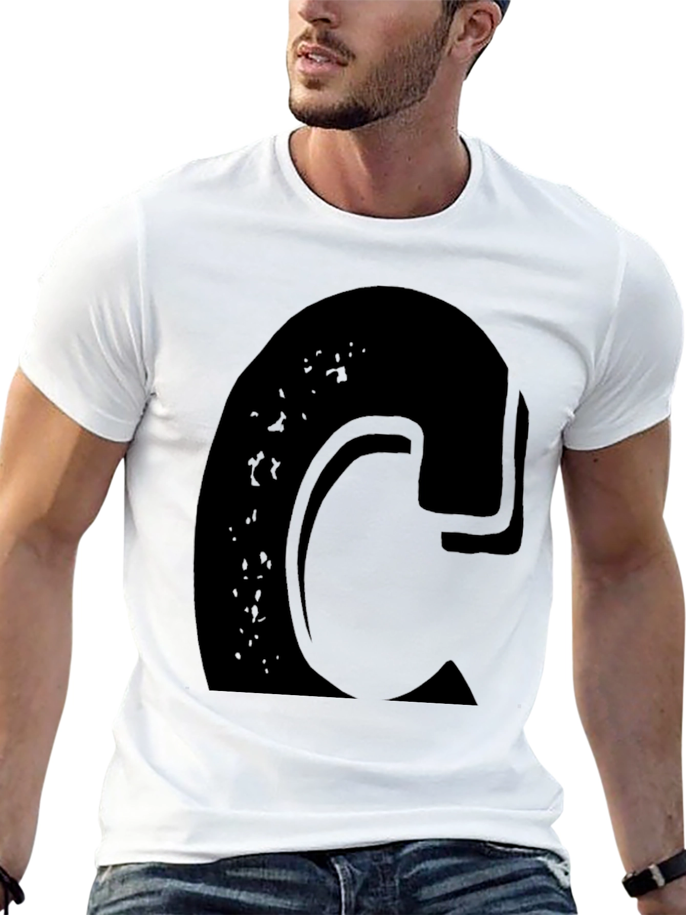 Bold Initial Graphic Tee - Black Cotton