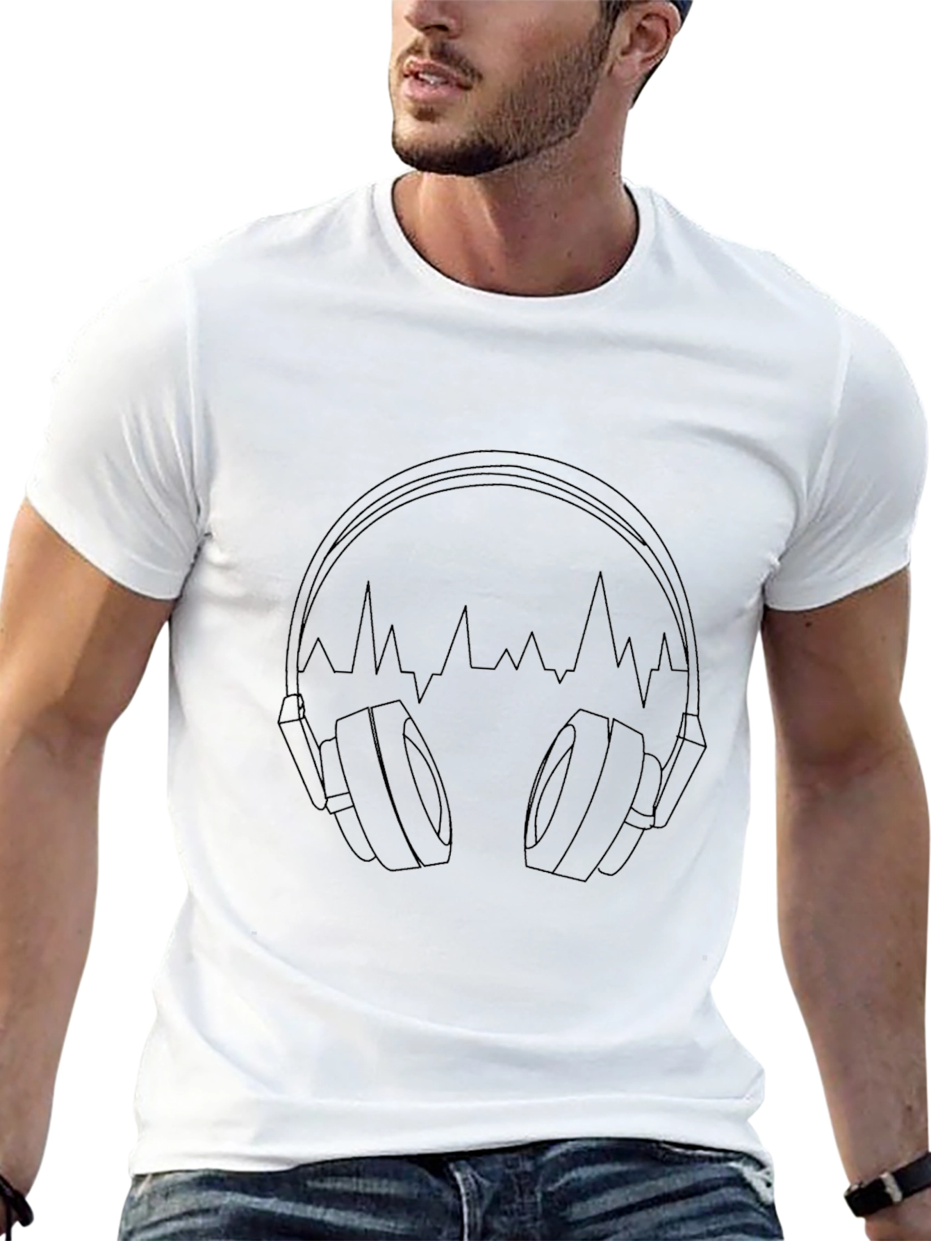 Headphones Graphic Tee - Music Lover Shirt