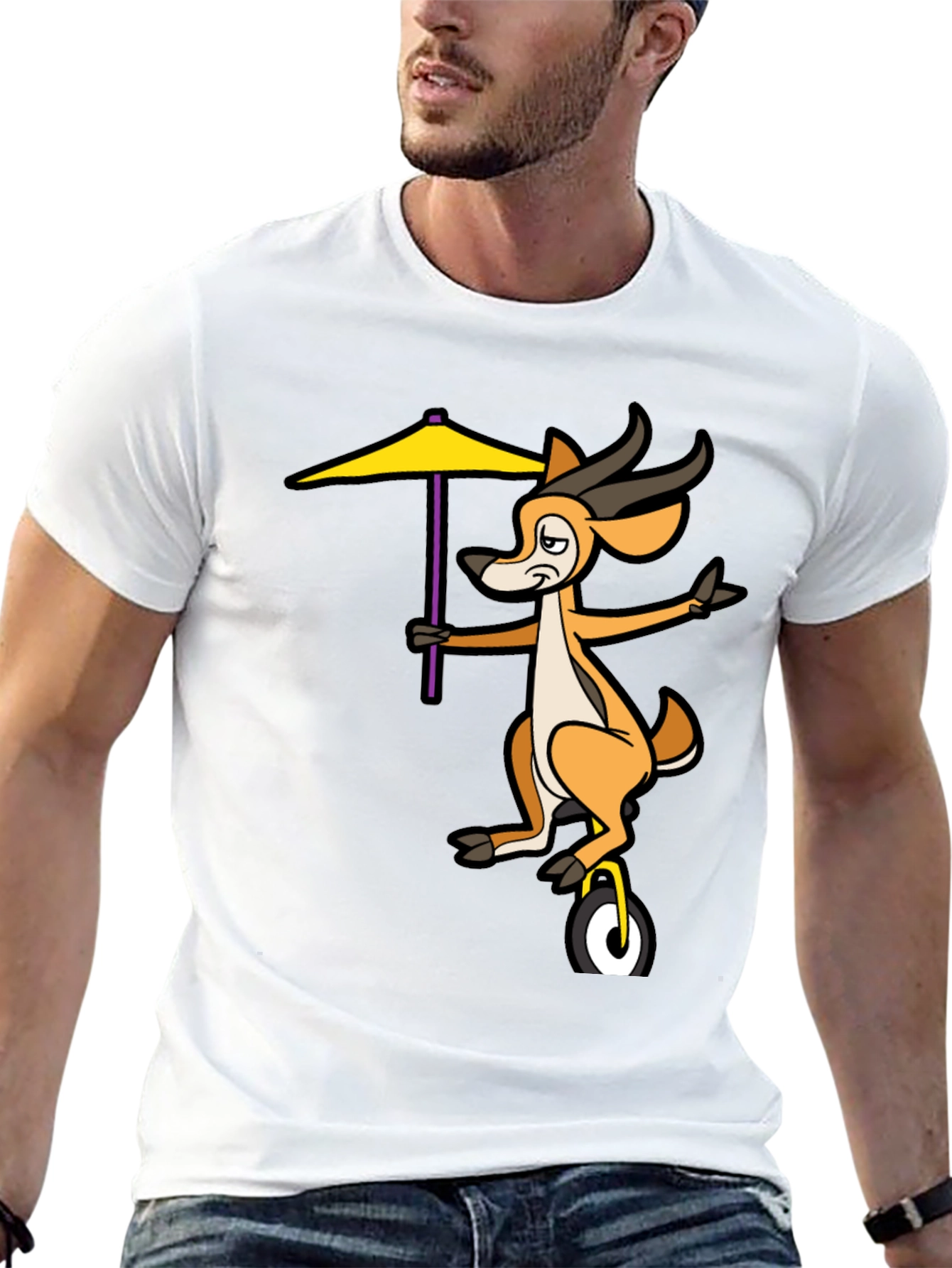 Unicycle Gazelle Graphic Tee - Quirky Black T-Shirt