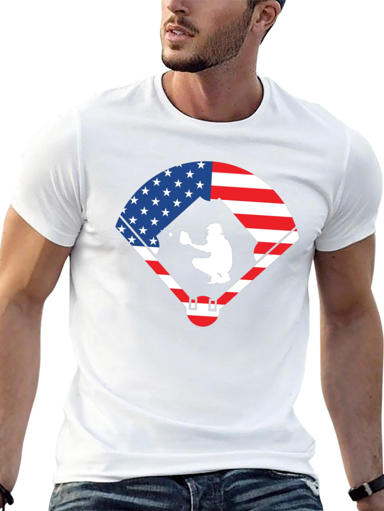 Patriotic Baseball Catcher T-Shirt