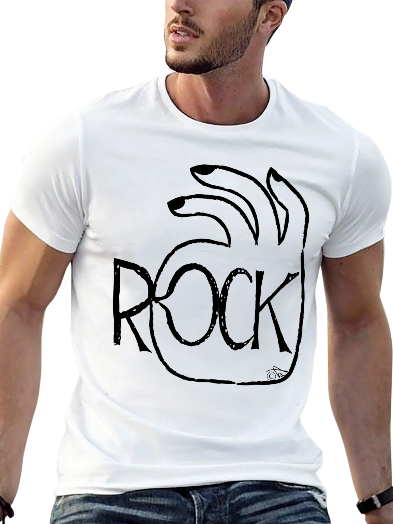 Rock Hand Gesture Black Graphic Tee