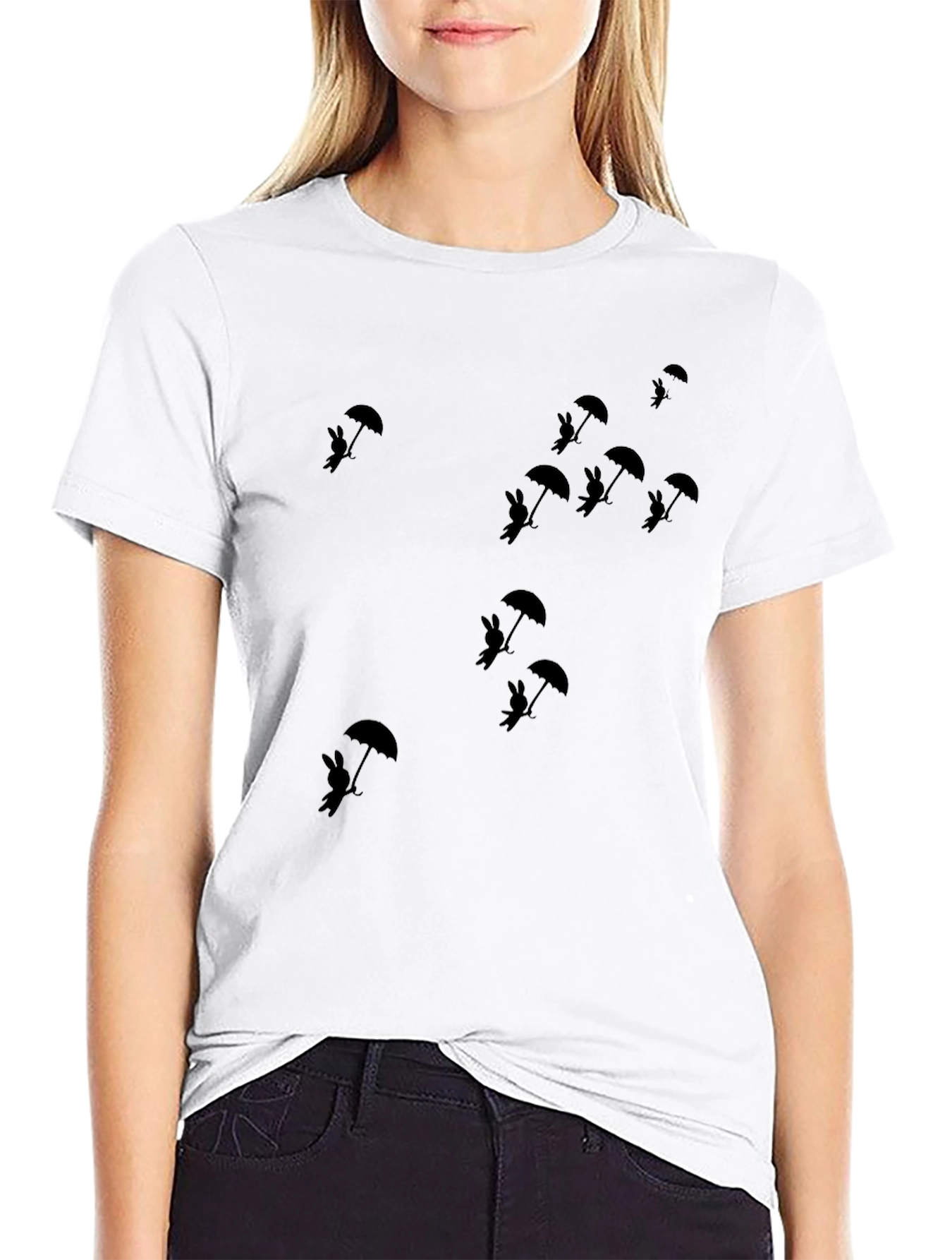 Bunny Umbrella Black Tee
