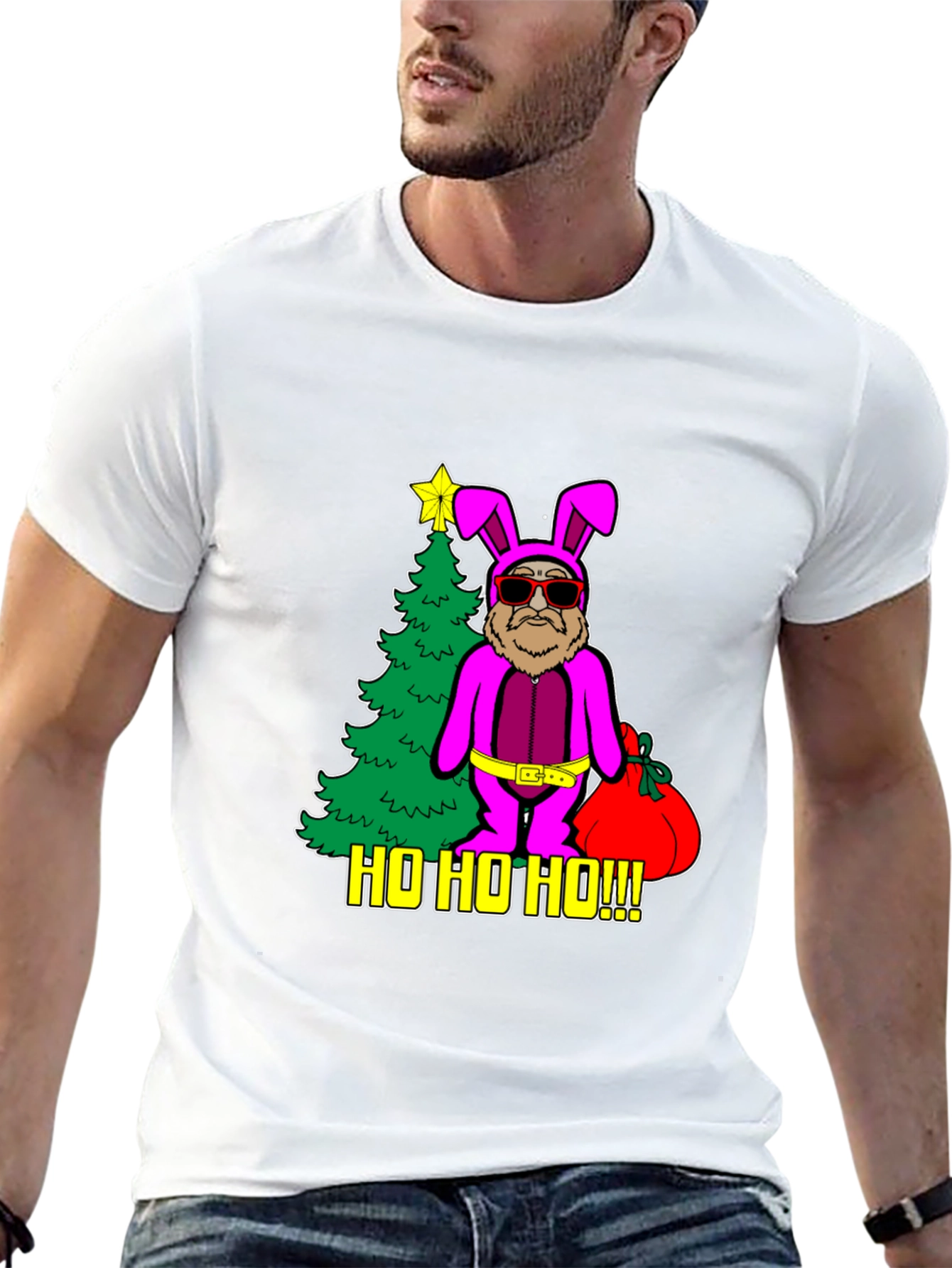 Funny Santa Bunny Costume Christmas T-Shirt