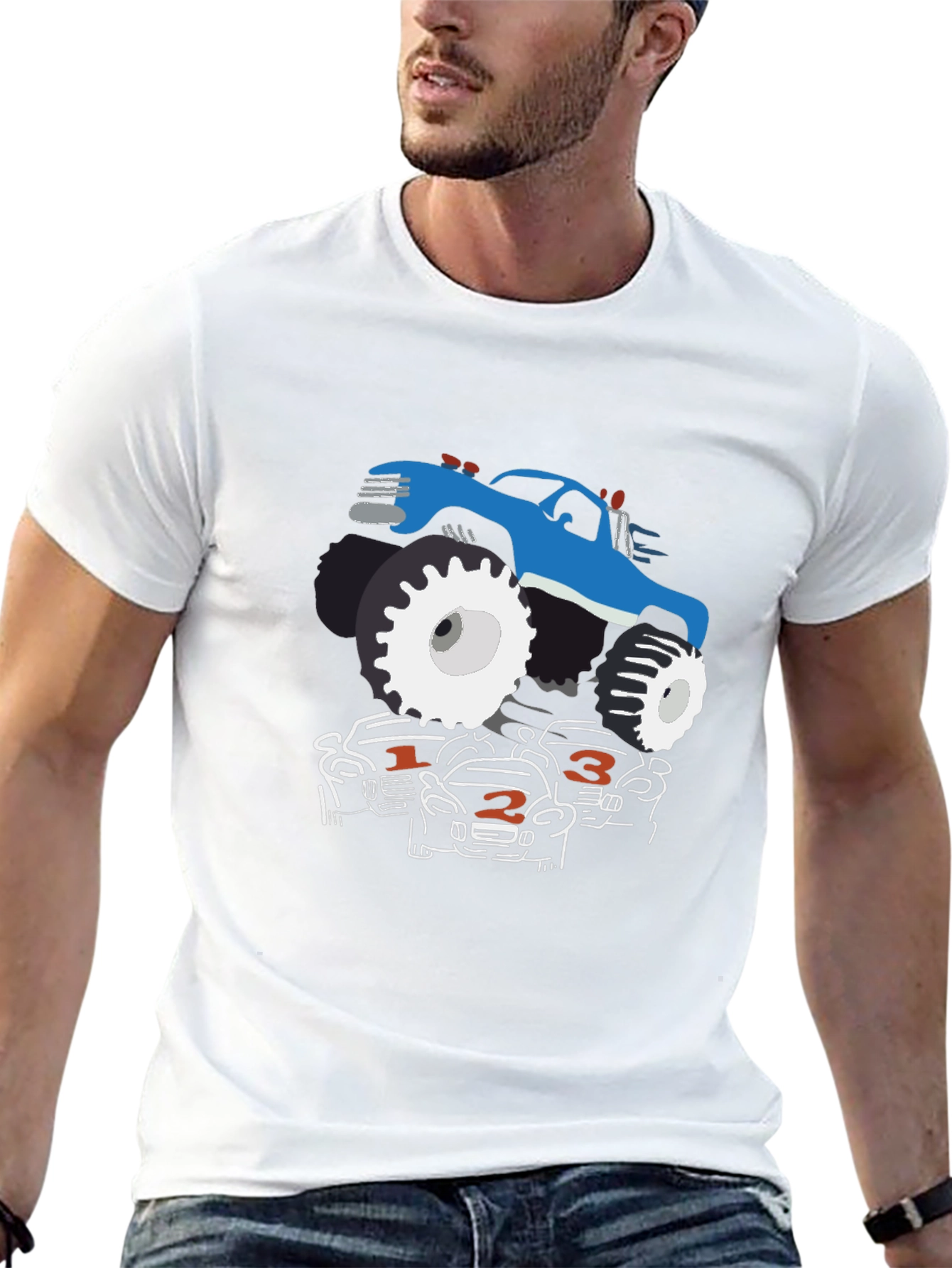 Monster Truck Graphic Tee - Black Cotton Blend