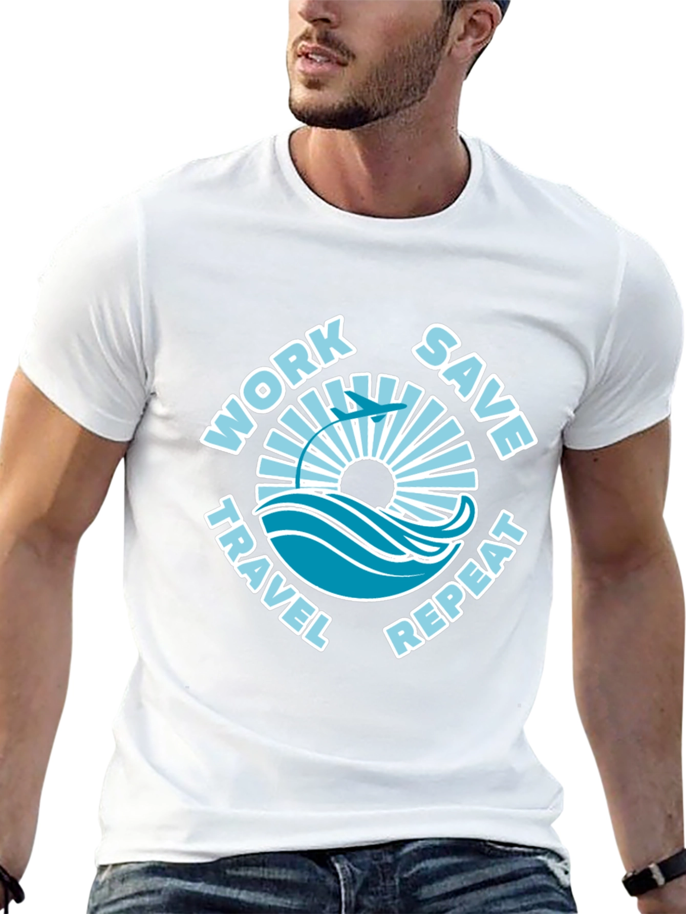 Work Save Travel Repeat Black Graphic Tee
