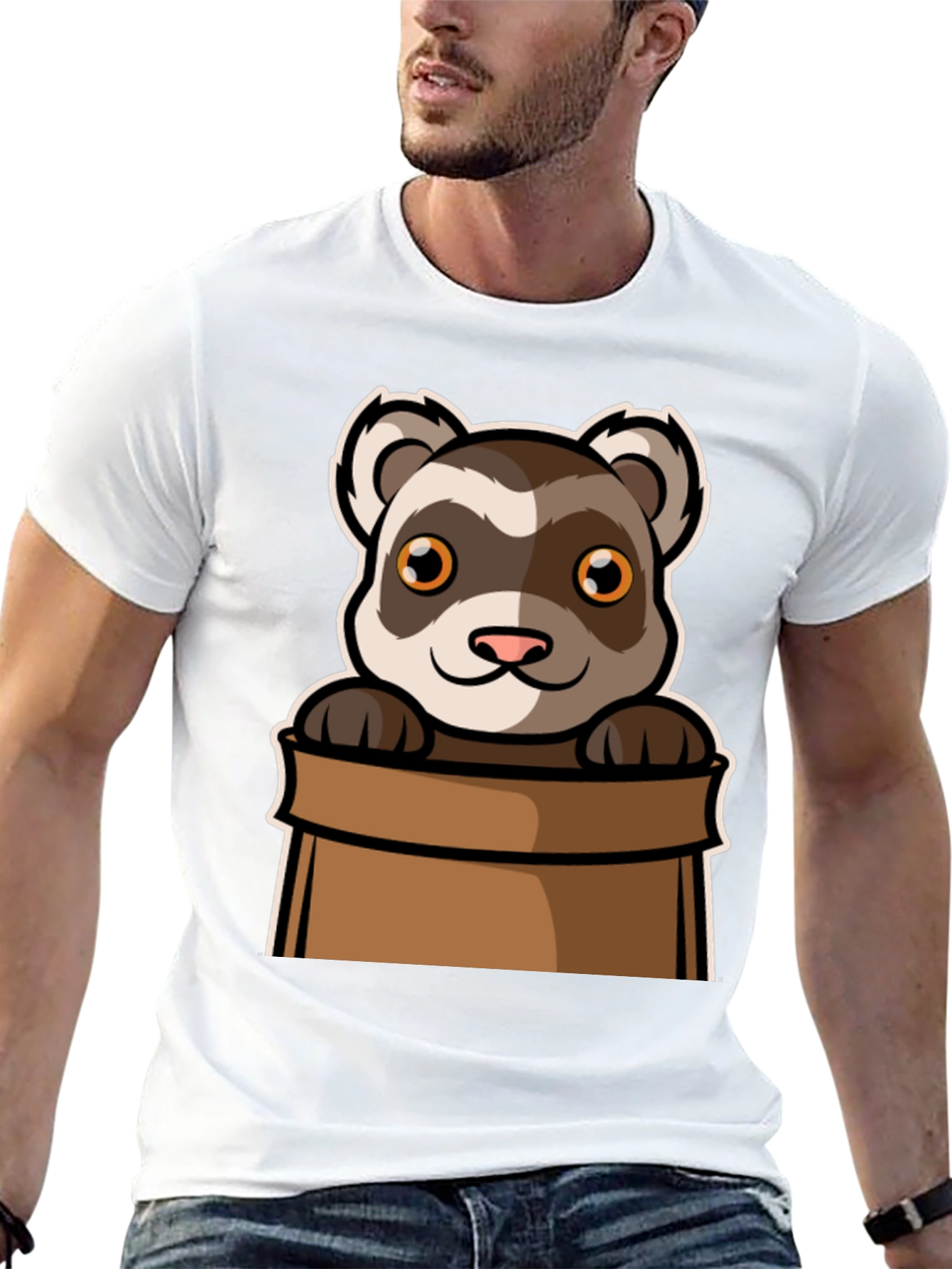 Cute Ferret in Bag Graphic Tee