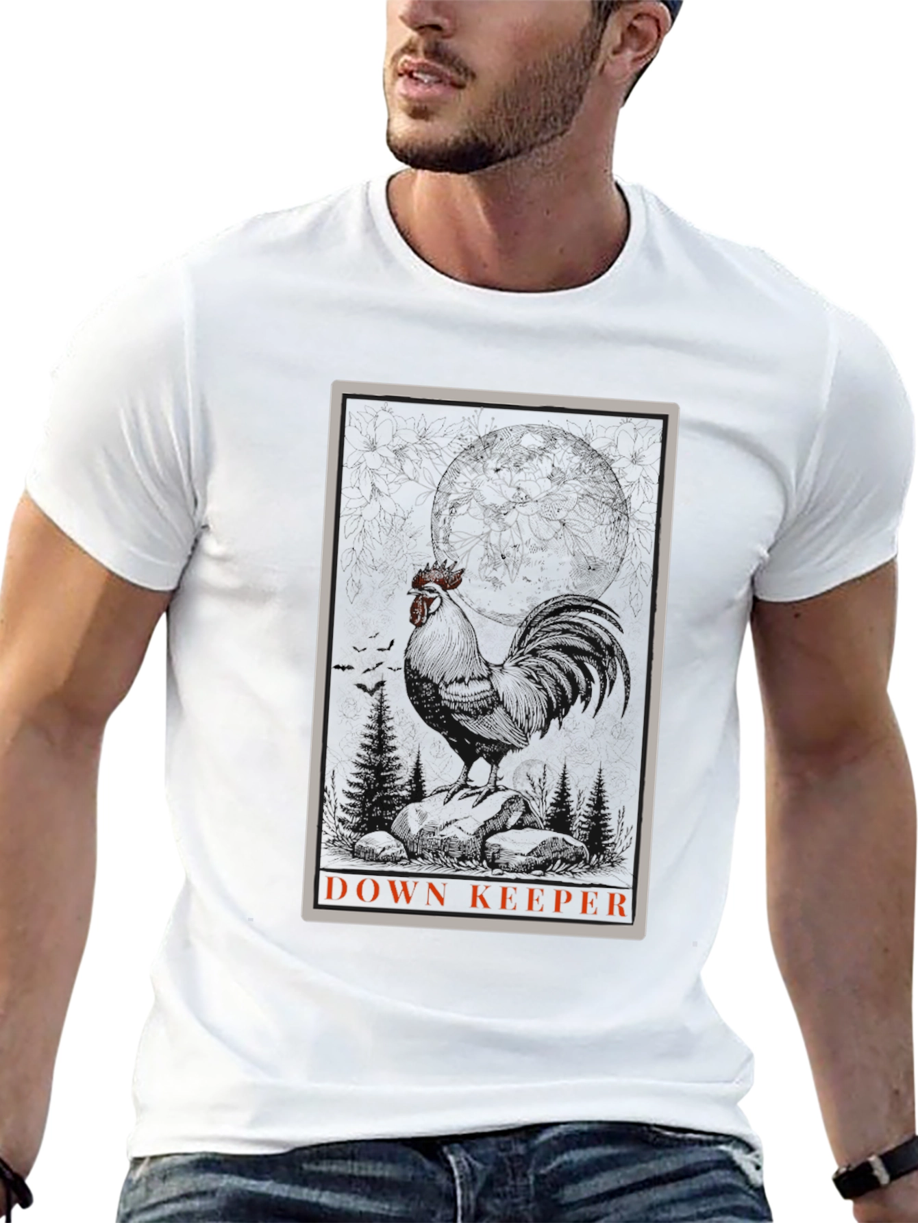 Down Keeper Graphic Tee - Black Cotton Blend