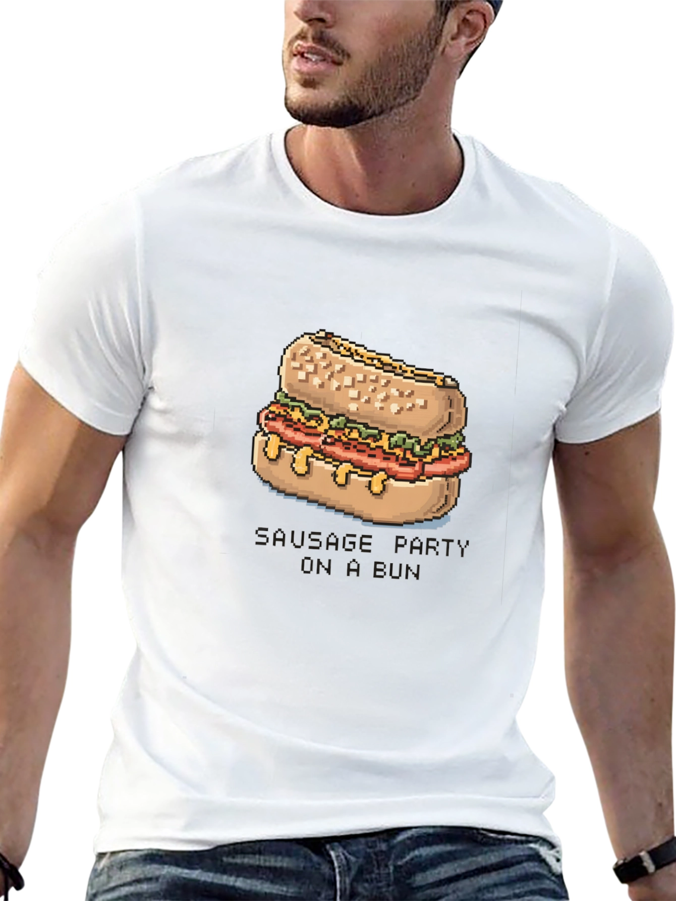 Pixelated Sausage Party T-Shirt - Black