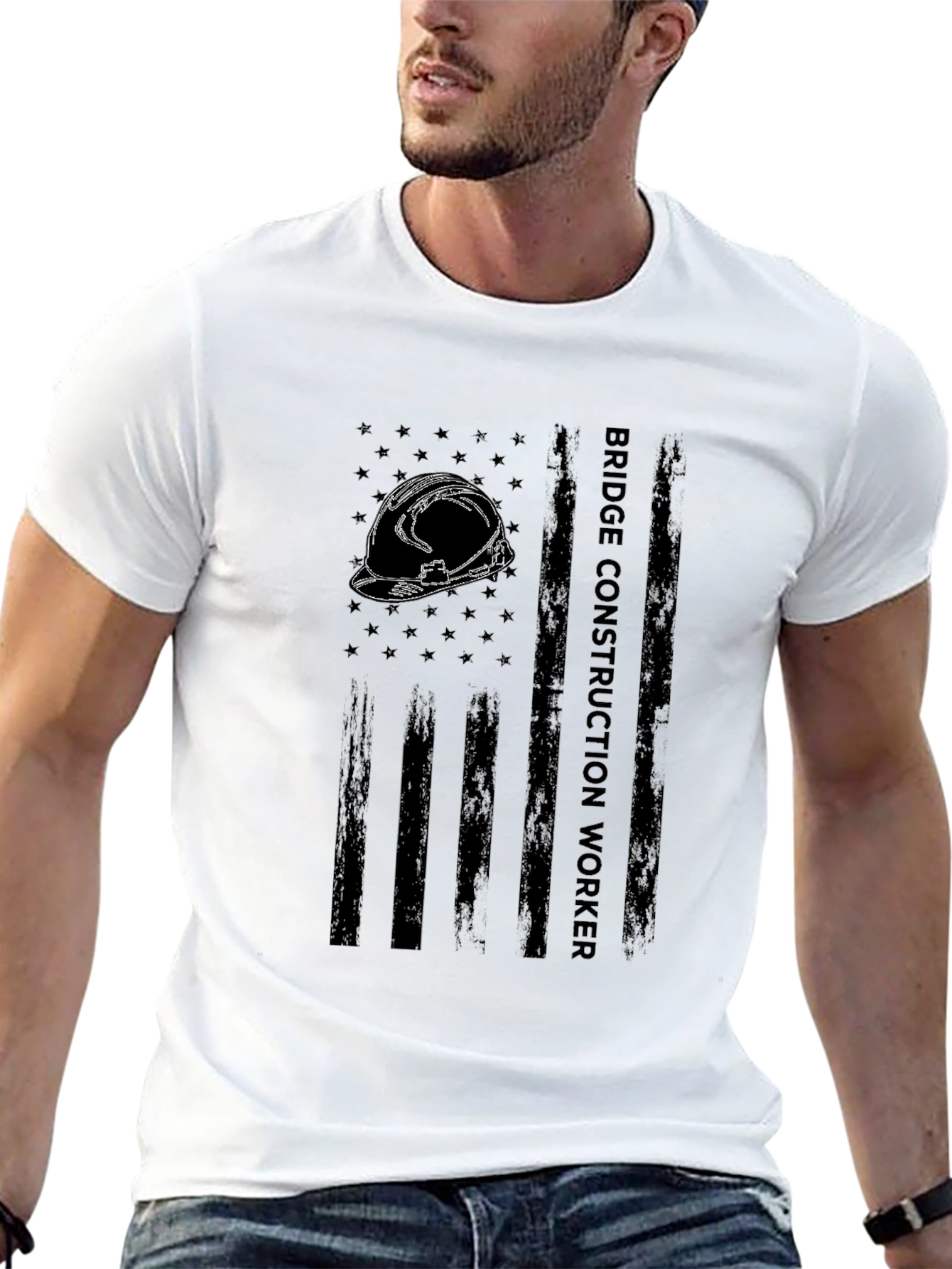 Bridge Construction Worker Flag Graphic Tee