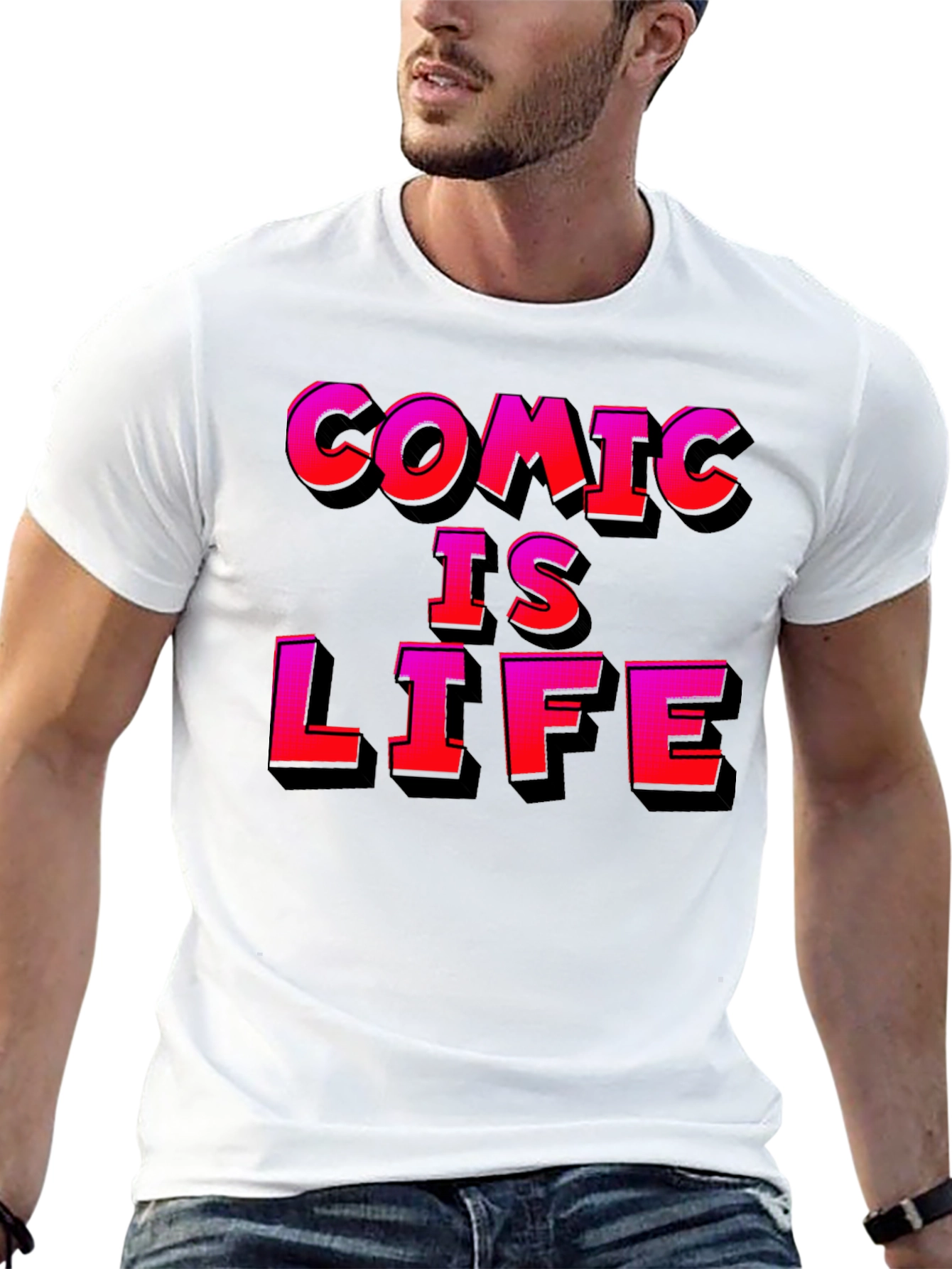 Comic Is Life Graphic T-Shirt - Black Cotton Tee
