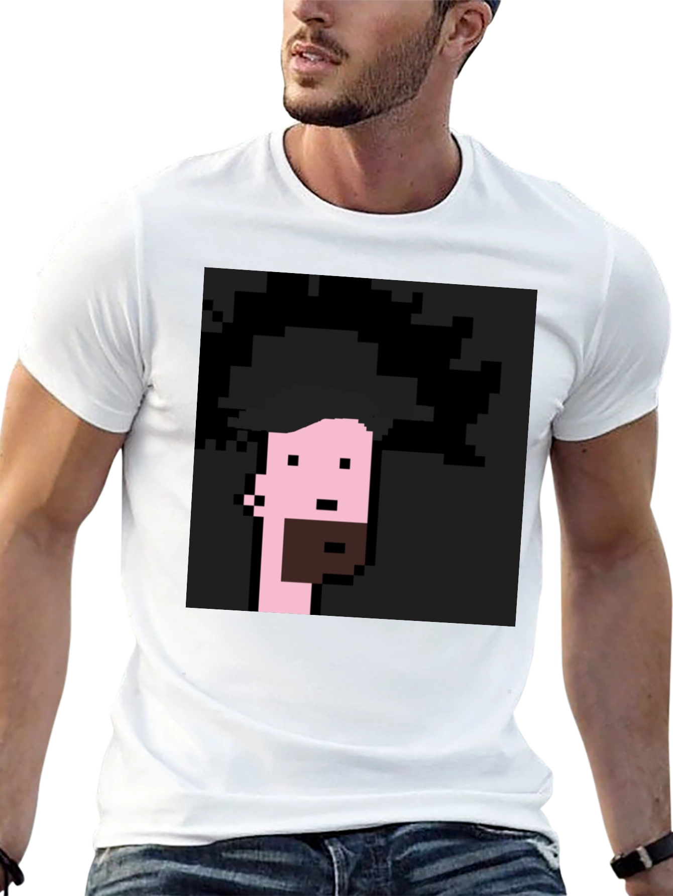Pixelated Afro Graphic Tee - Black