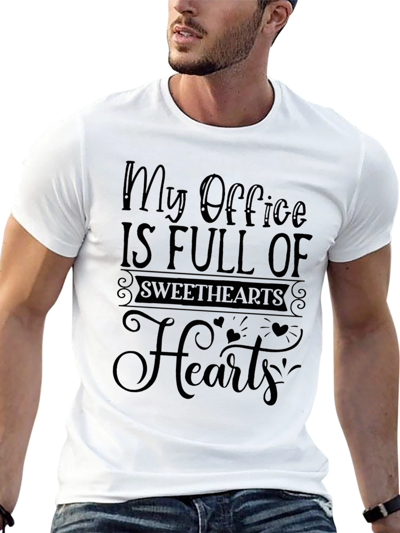 My Office is Full of Sweethearts Hearts Black T-Shirt