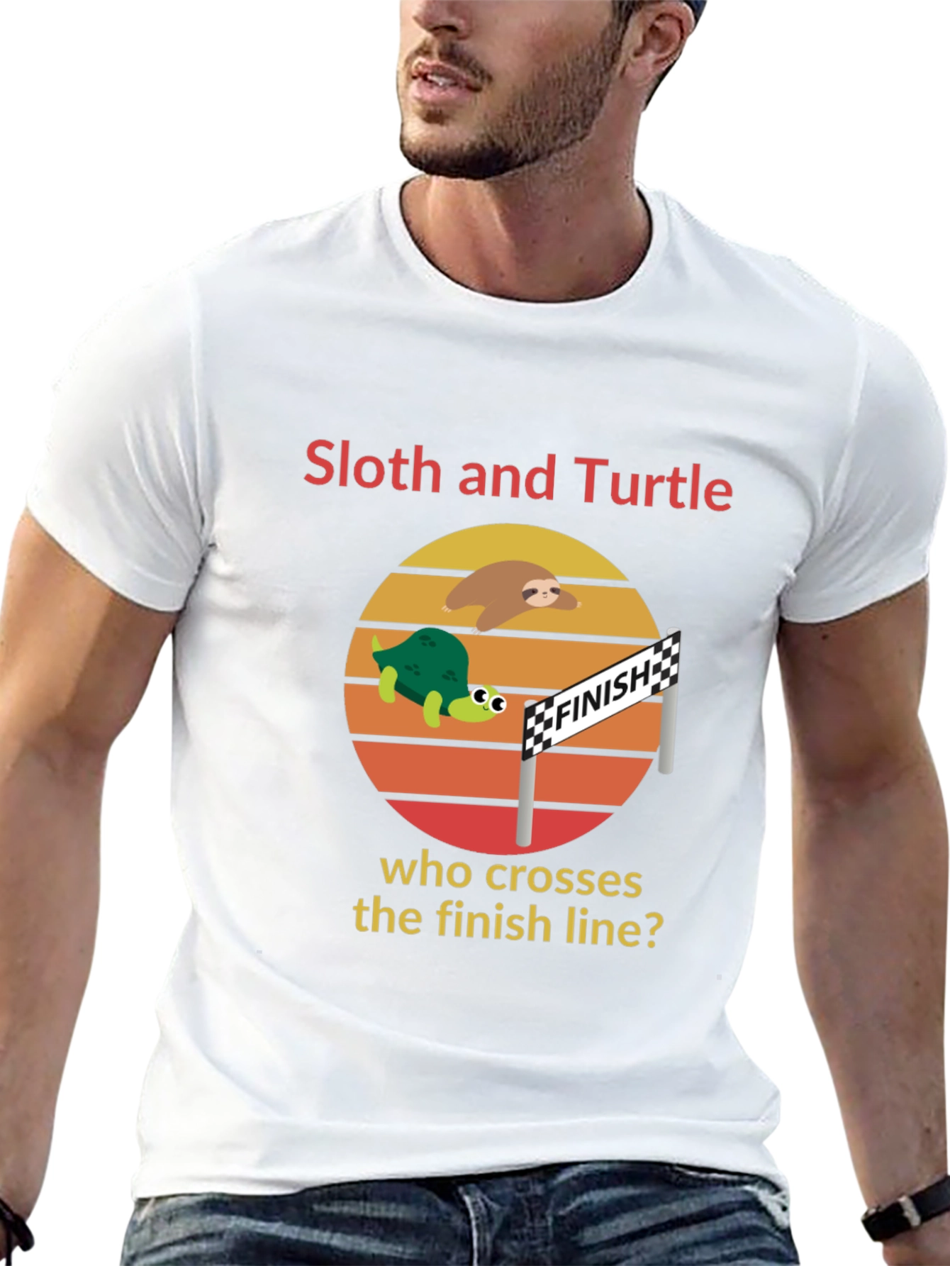 Sloth and Turtle Race T-Shirt Funny Graphic Tee
