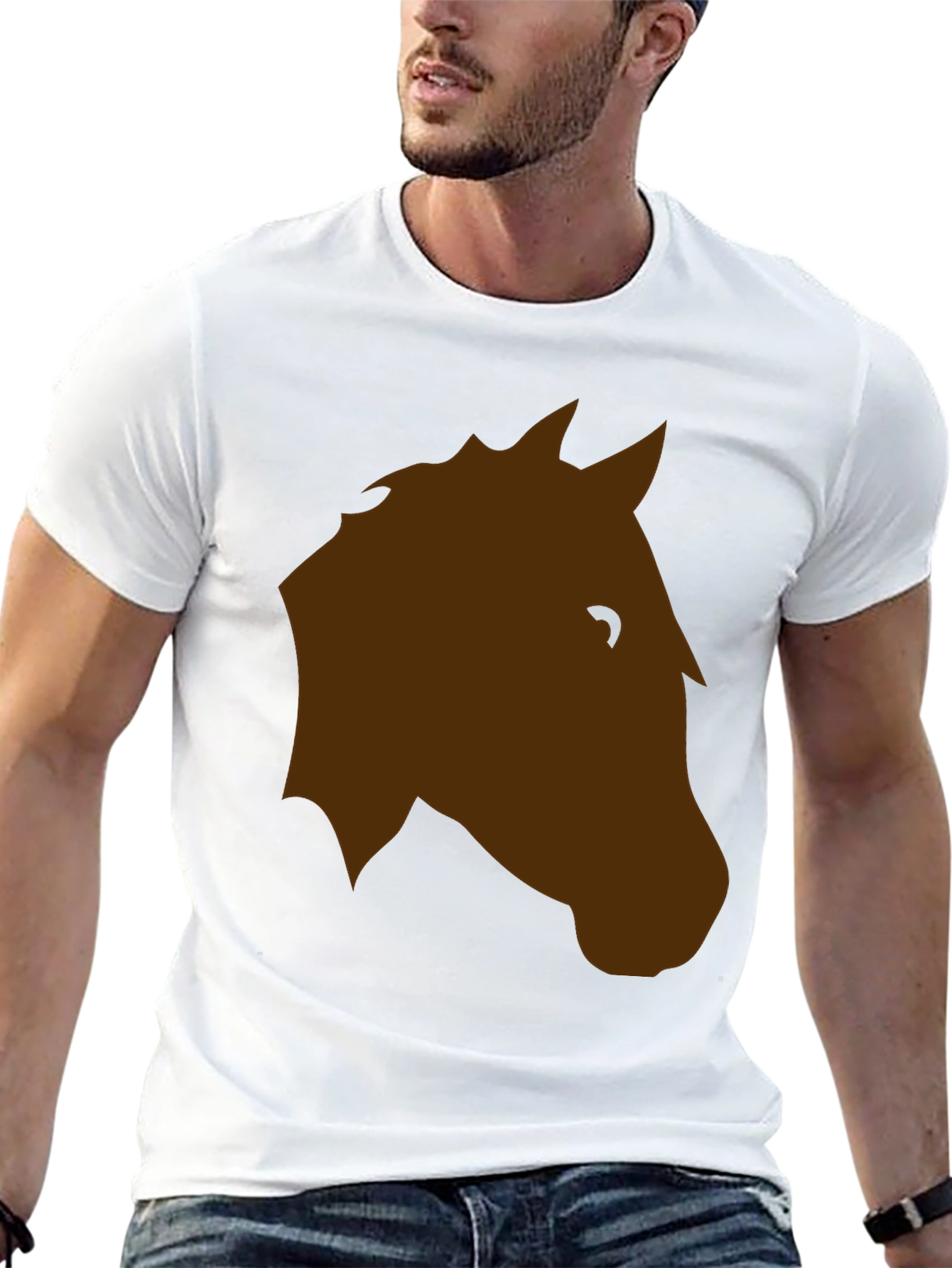 Horse Head Graphic T-Shirt - Casual Black Tee