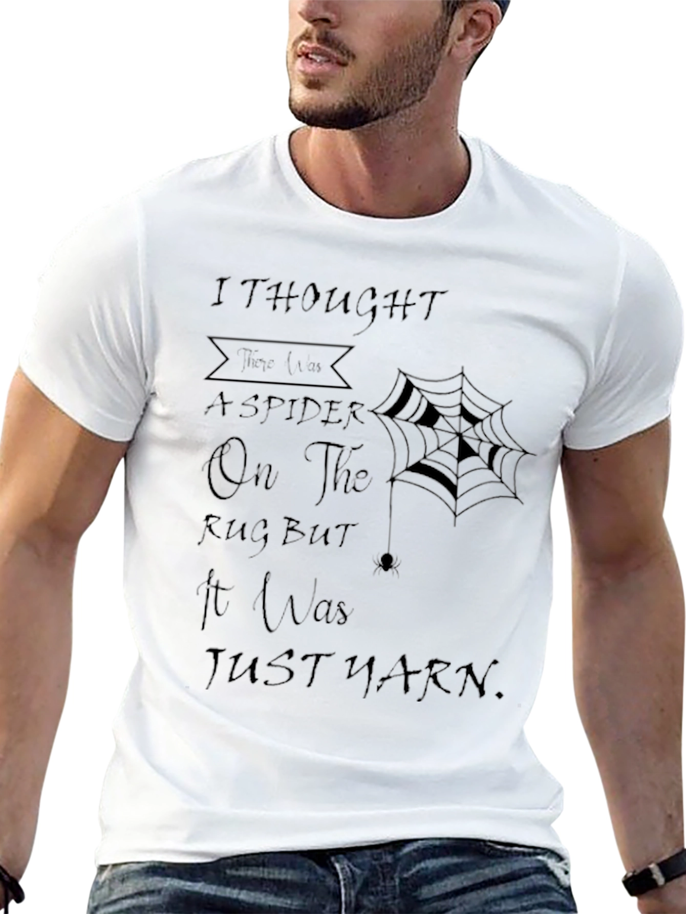 Spider Yarn Graphic Tee - Mens Black Cotton T-Shirt