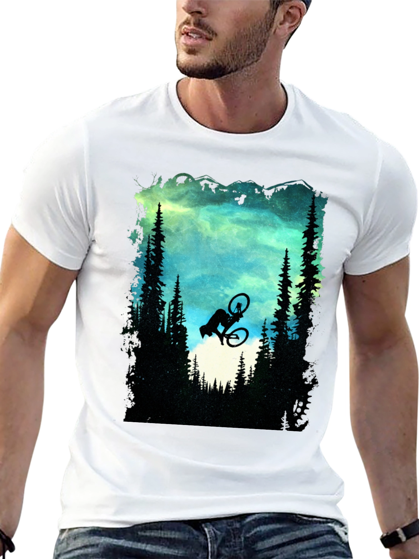 Mountain Biker Silhouette Graphic Tee