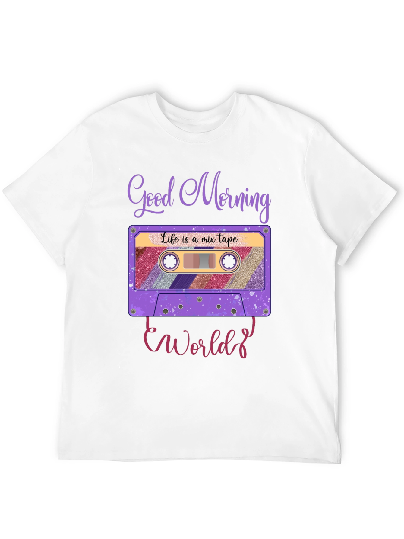 Good Morning World Cassette Tape Graphic Tee