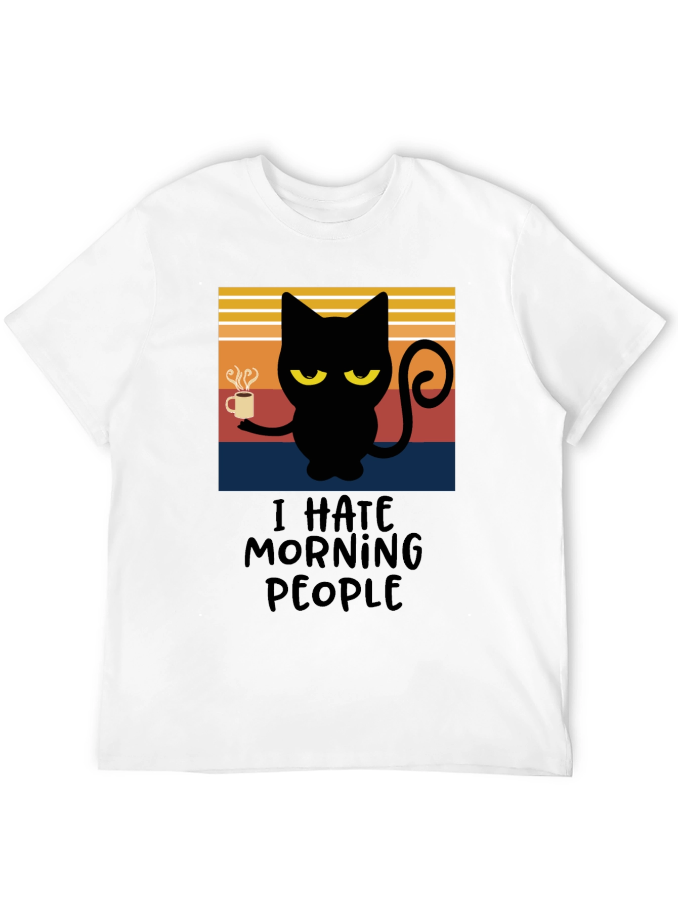 I Hate Morning People Black Cat T-Shirt
