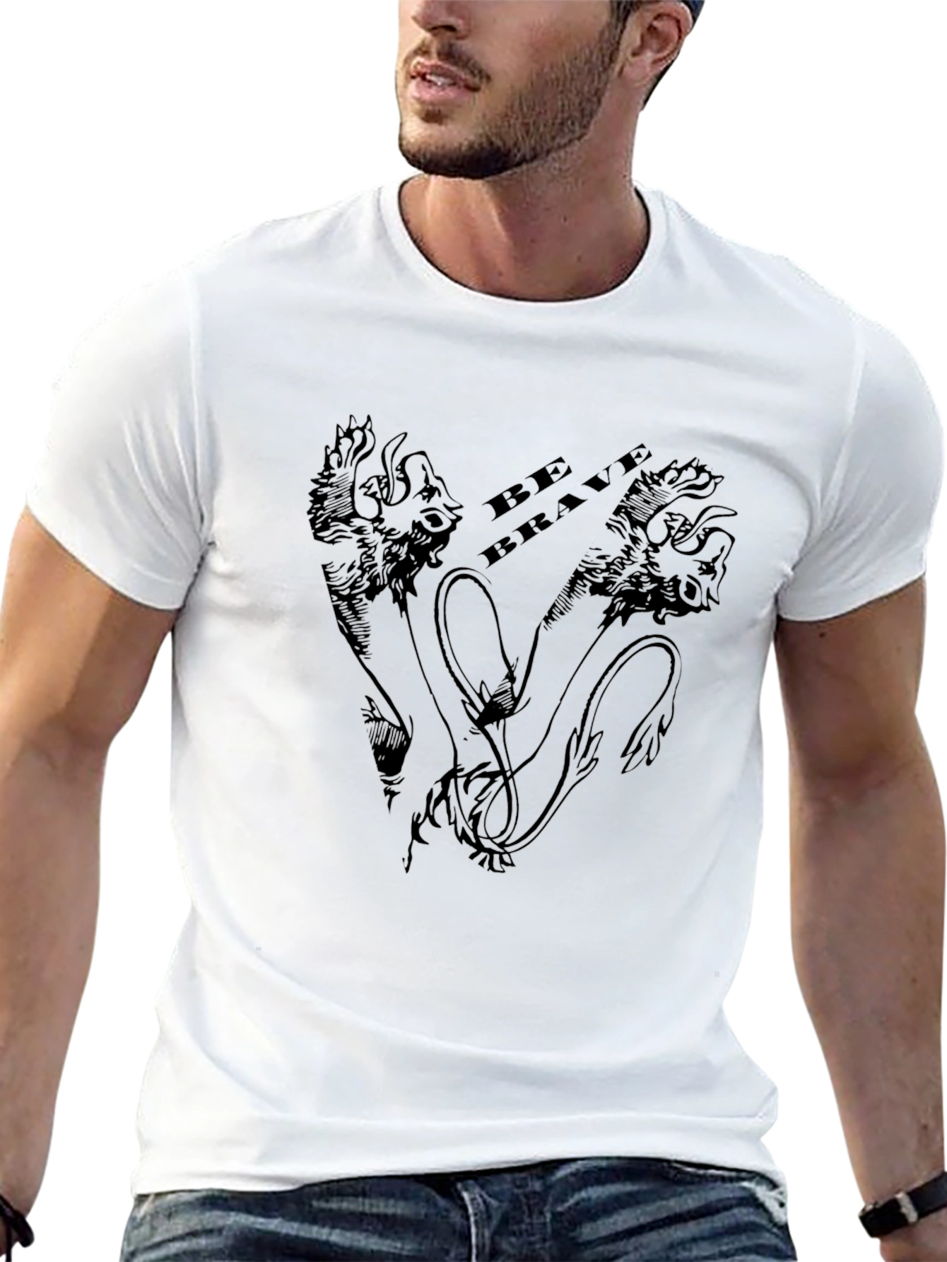 Mens Be Brave Black Graphic Tee