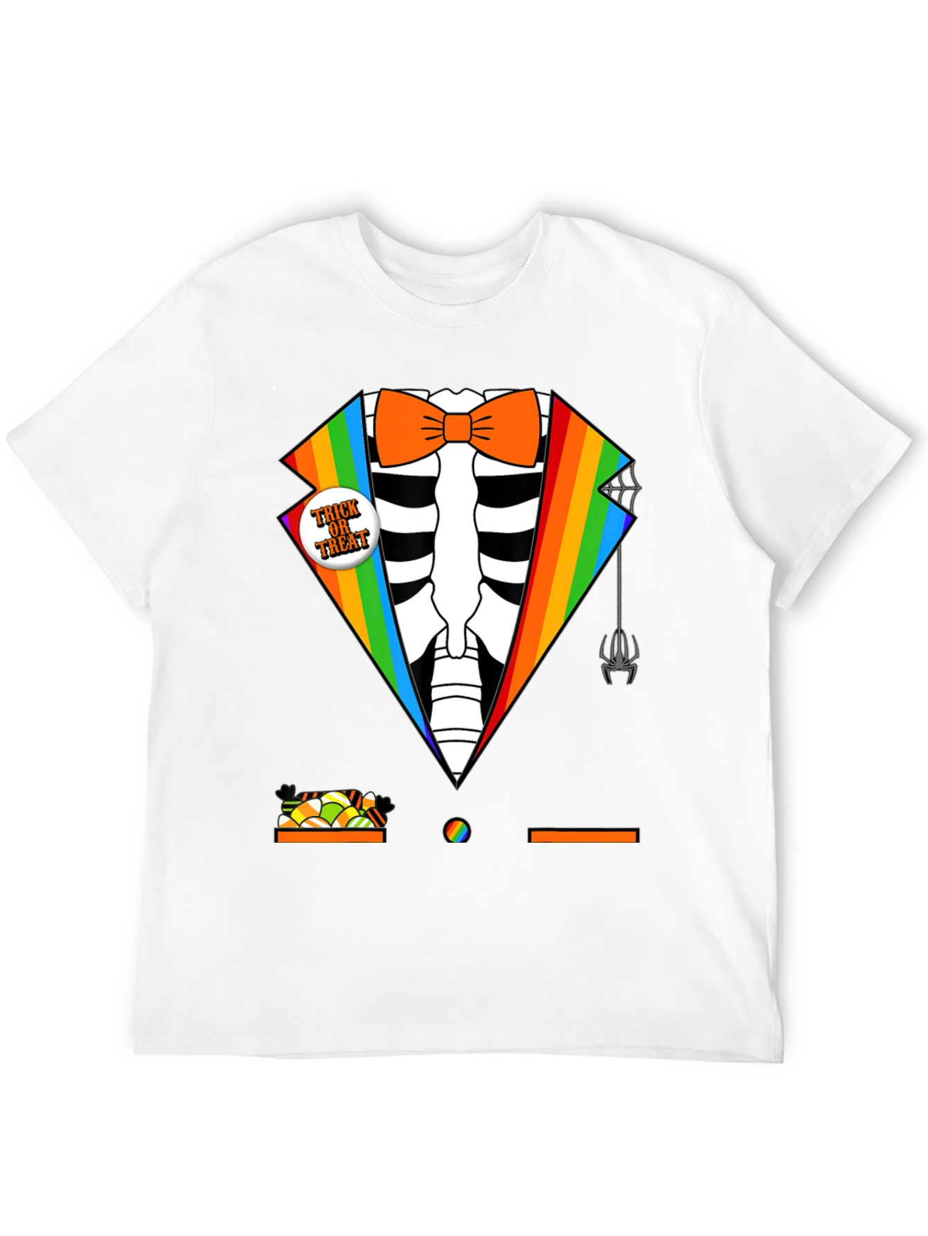 Rainbow Skeleton Tuxedo Halloween T-Shirt