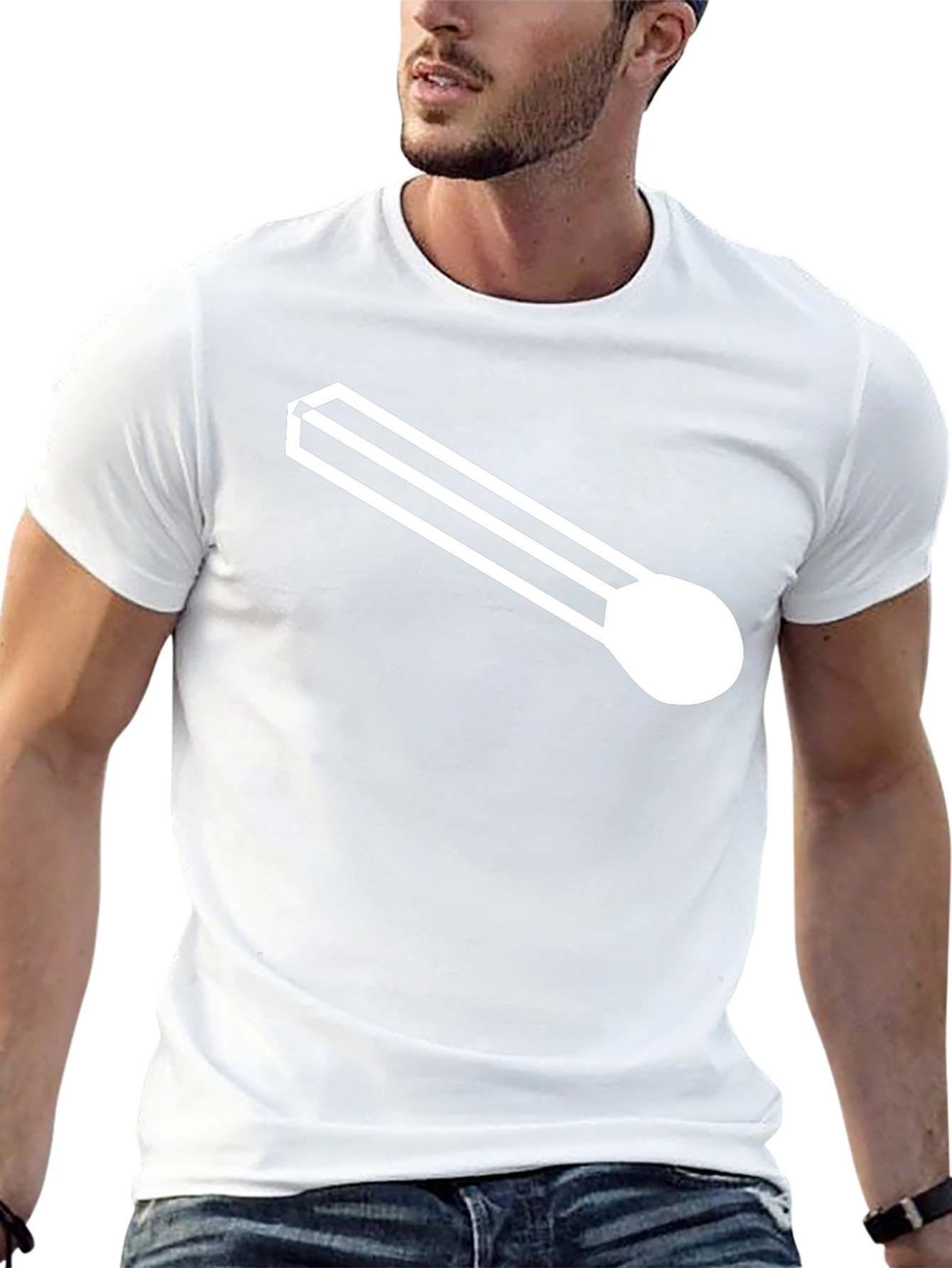 Black T-Shirt with Modernist White Graphic
