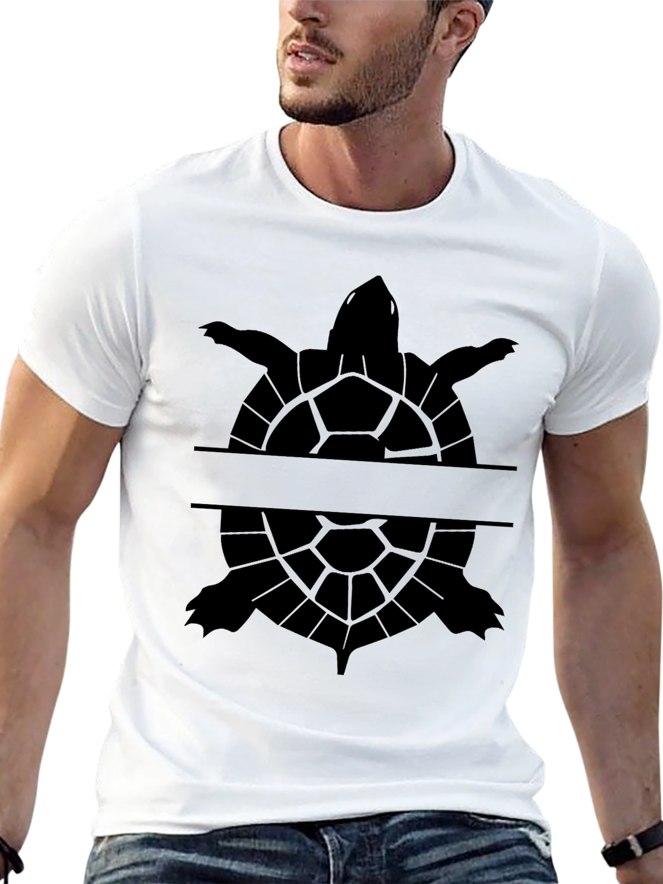 Turtle Silhouette Personalized Mens T-Shirt