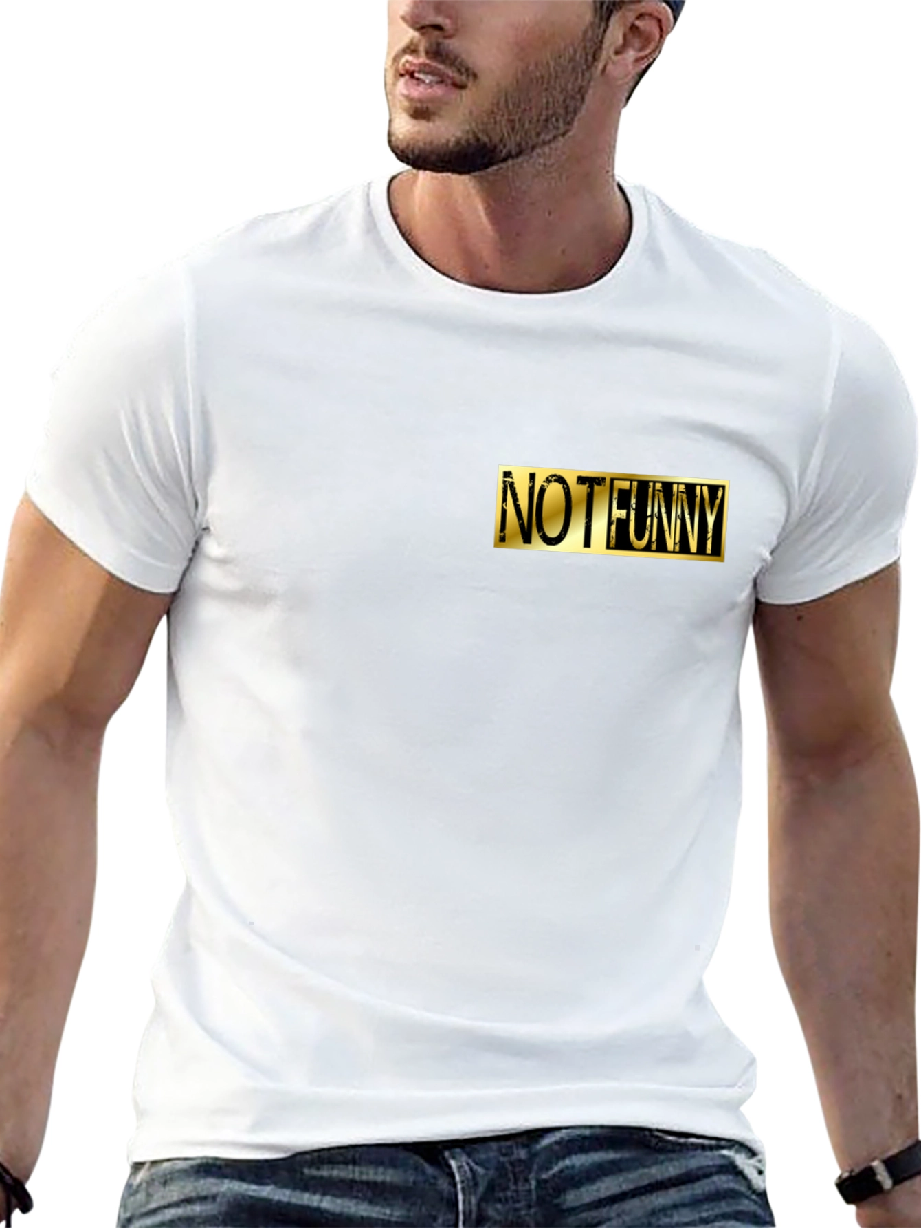 Not Funny Graphic Tee - Mens Black Crewneck T-Shirt