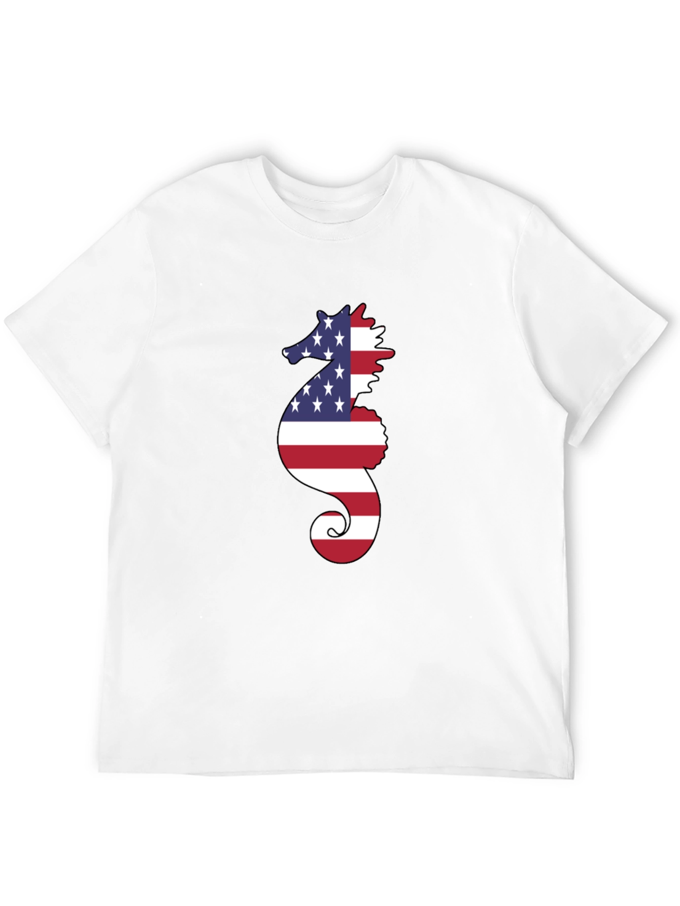 USA Seahorse Graphic Tee - Patriotic Style