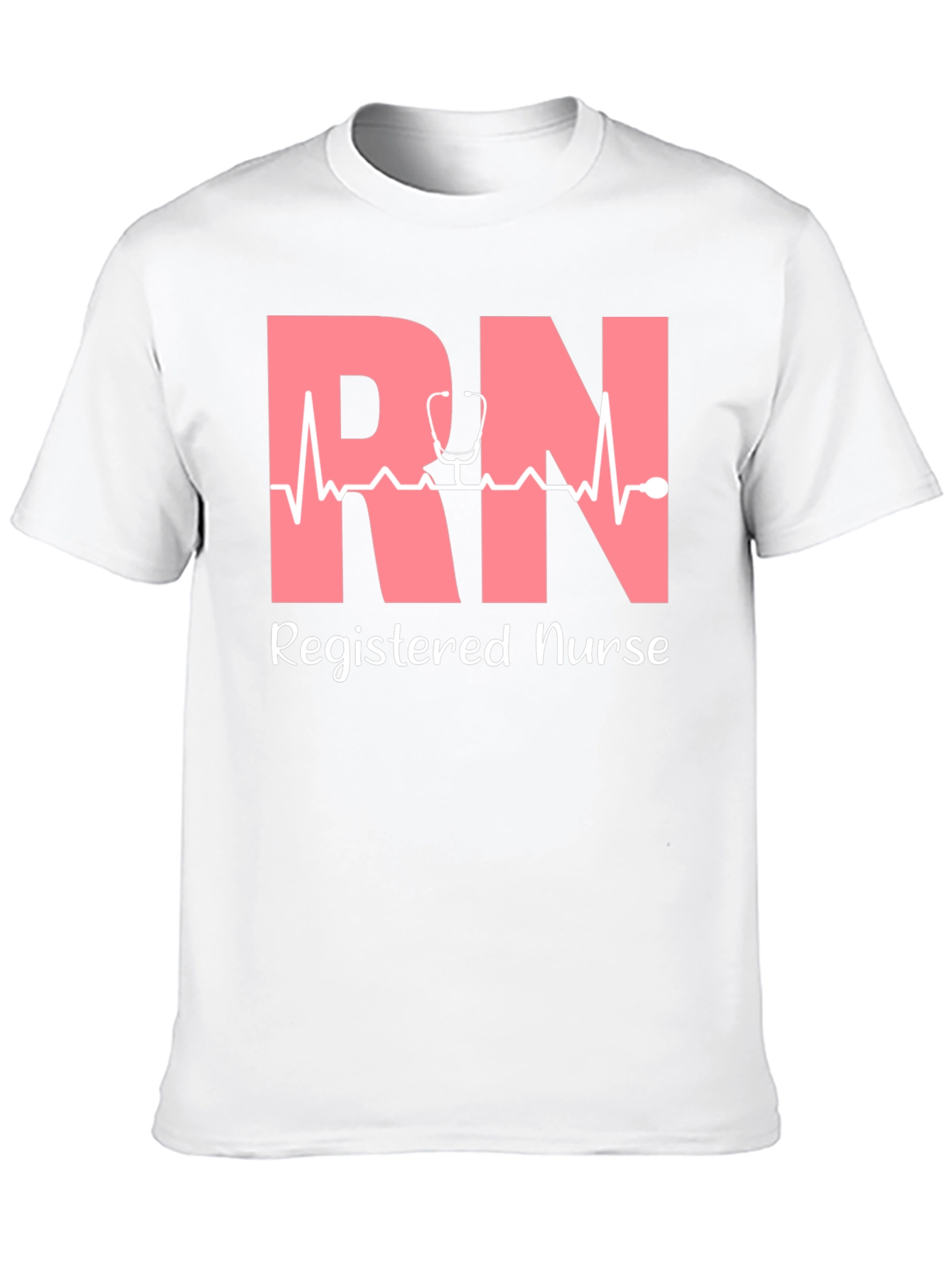 RN Registered Nurse T-Shirt - Stethoscope Heartbeat Design
