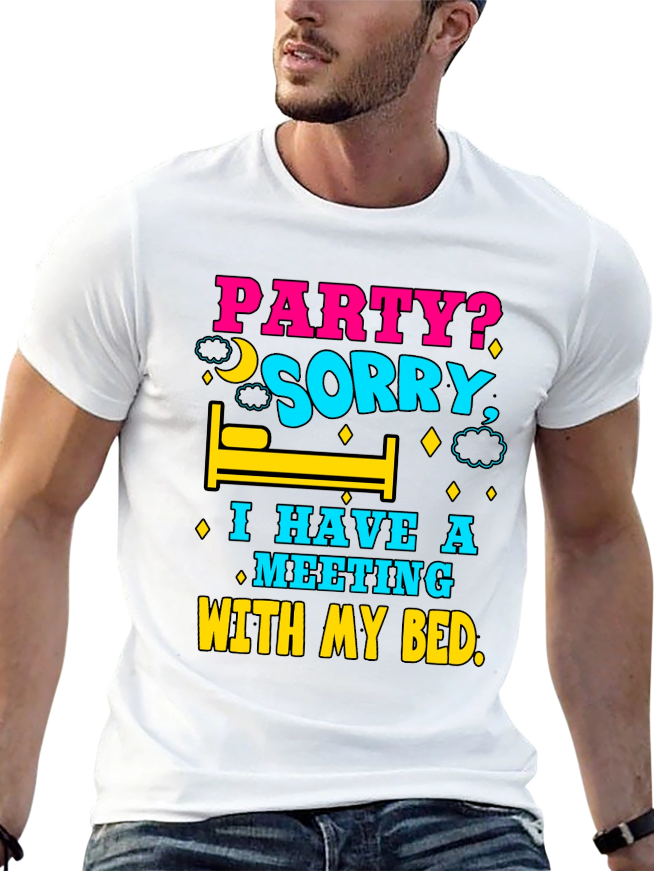 Funny Meeting With My Bed Graphic T-Shirt
