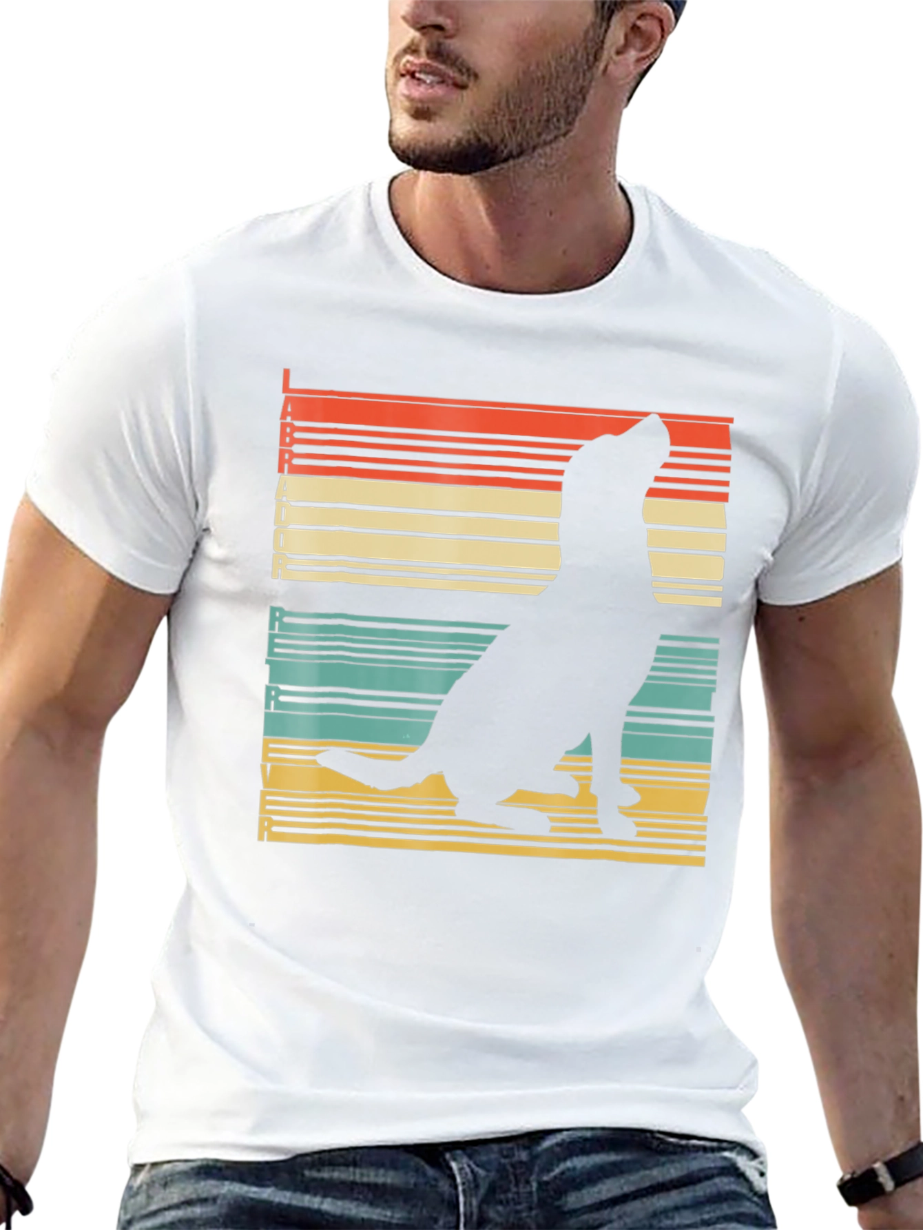 Retro Labrador Silhouette T-Shirt - Black