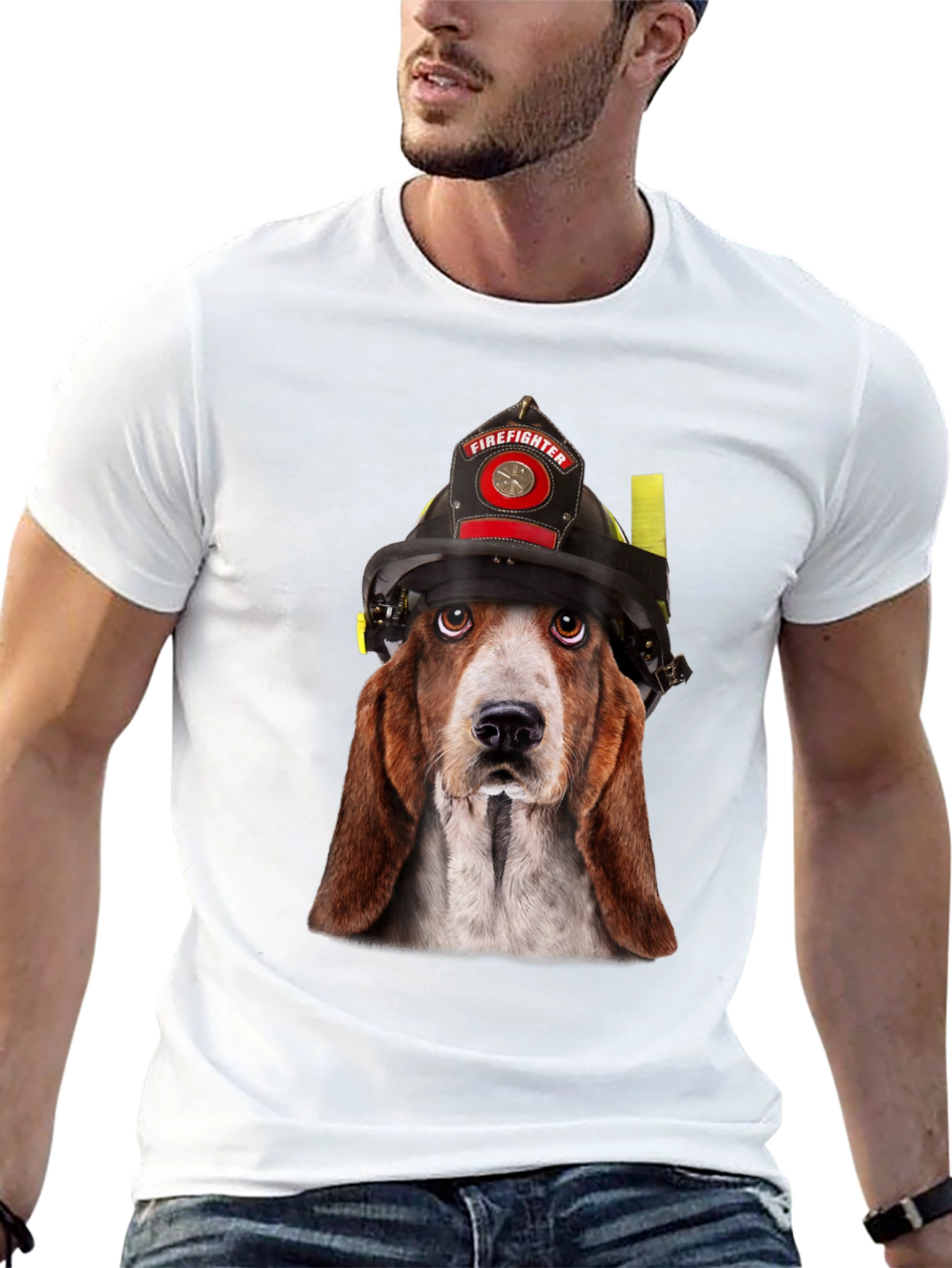 Firefighter Dog T-Shirt - Novelty Graphic Tee