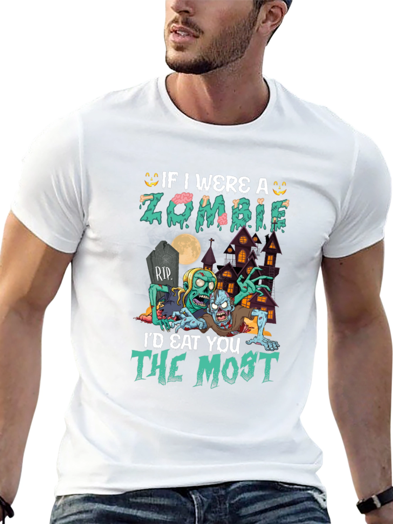Zombie Halloween T-Shirt: Id Eat You the Most