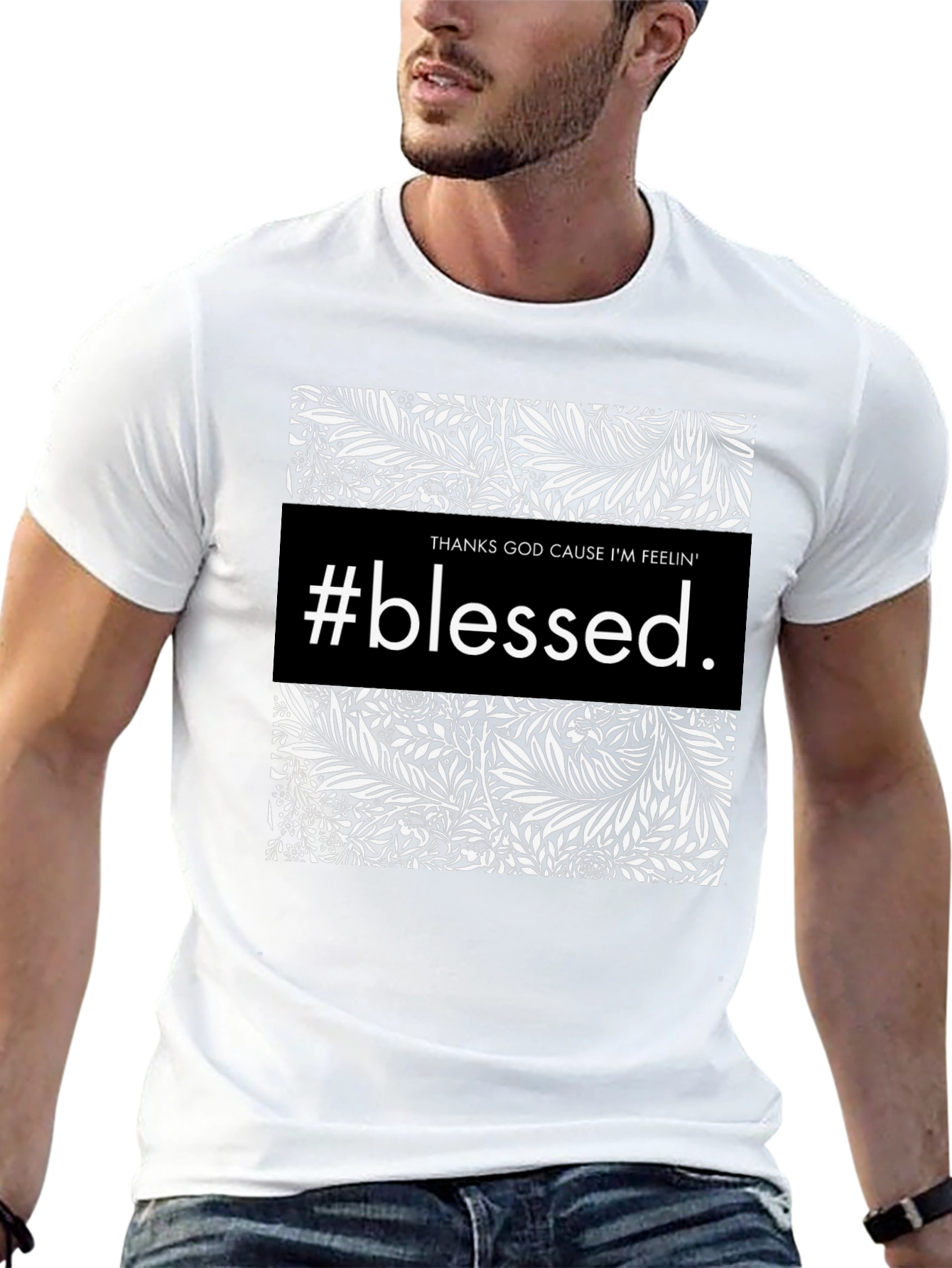#Blessed Graphic Print Black Crewneck T-Shirt