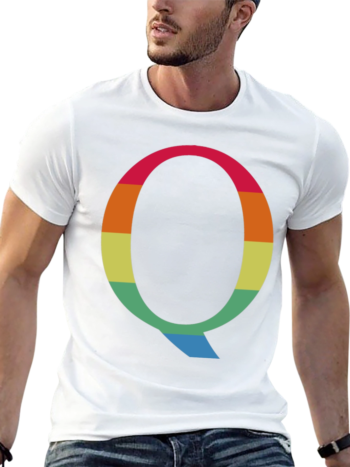 Rainbow Letter Q Graphic Tee