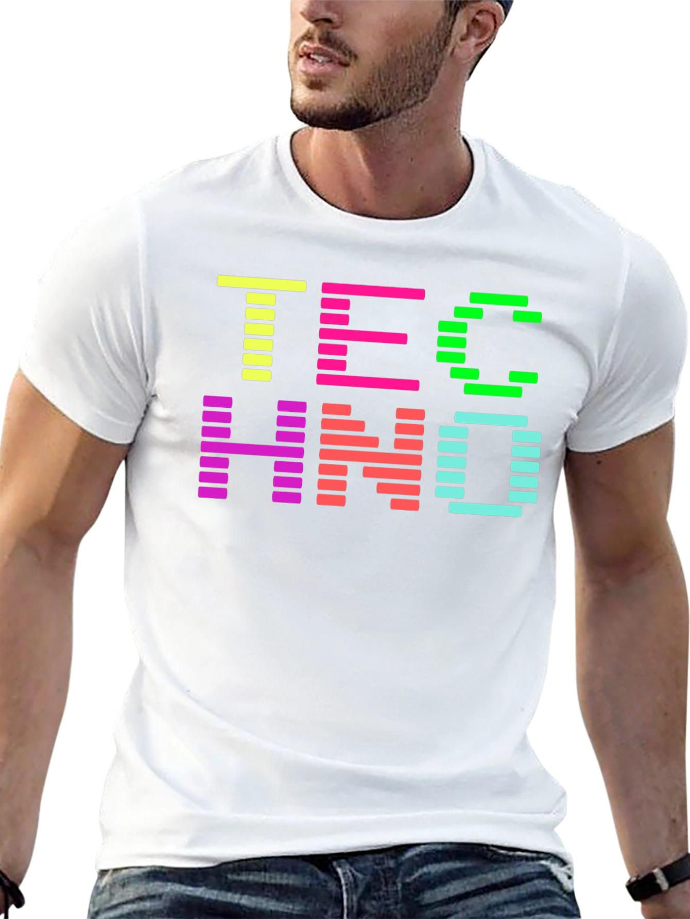 Retro Techno Music Graphic Tee - Vibrant Design