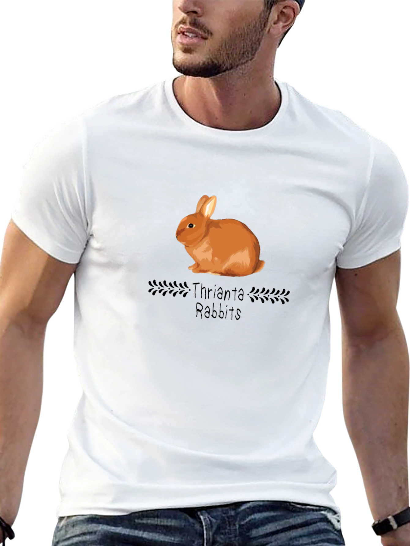 Thrianta Rabbits Graphic T-Shirt - Black