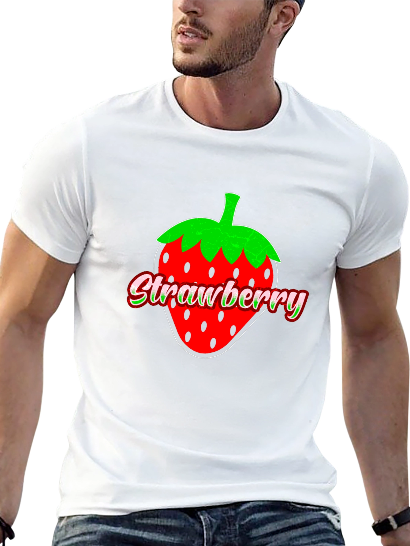 Strawberry Graphic Print Black T-Shirt