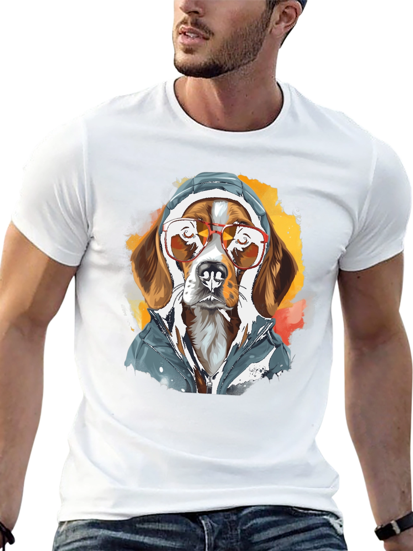 Cool Dog in Hoodie T-Shirt