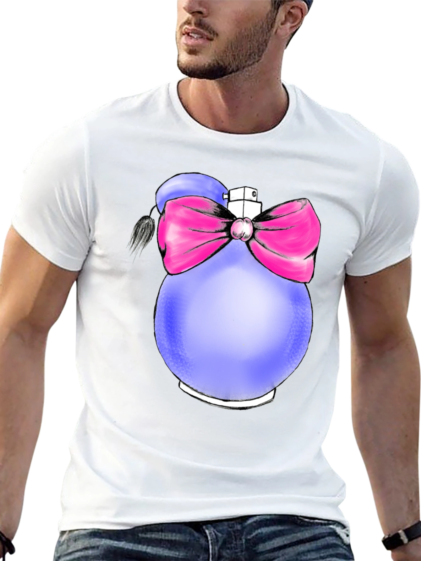 Perfume Bottle Graphic T-Shirt - Novelty Fashion Tee