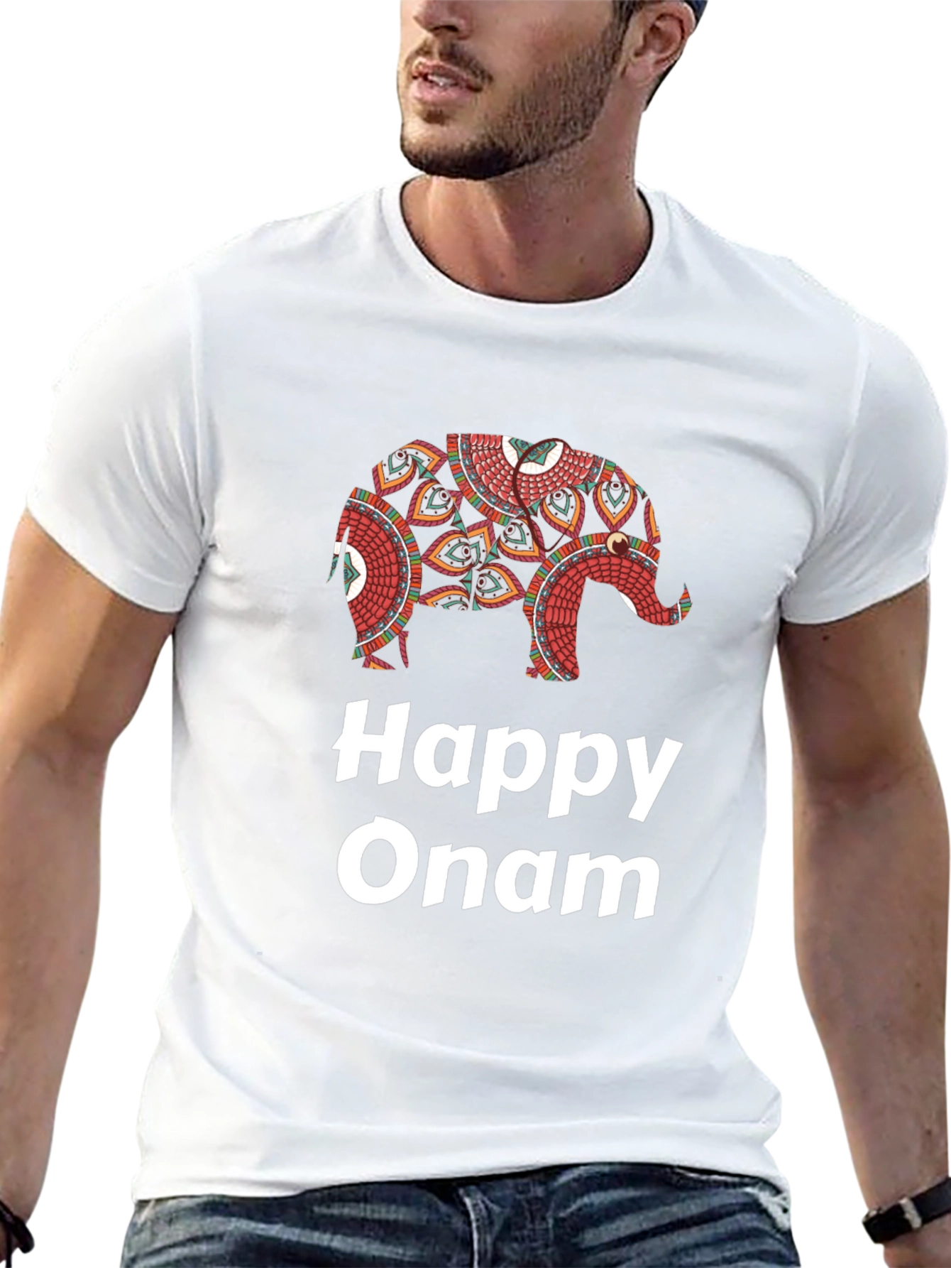Happy Onam Elephant Graphic T-Shirt