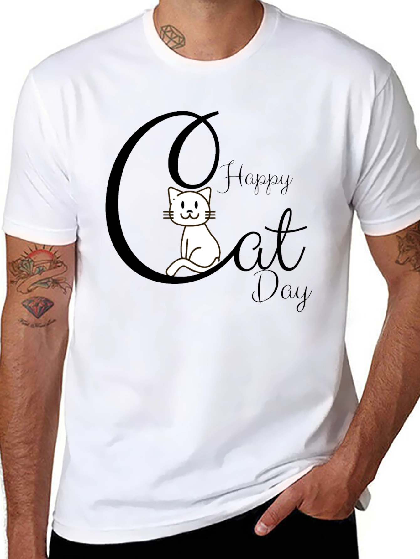 Happy Cat Day T-Shirt Cute Cat Graphic Tee