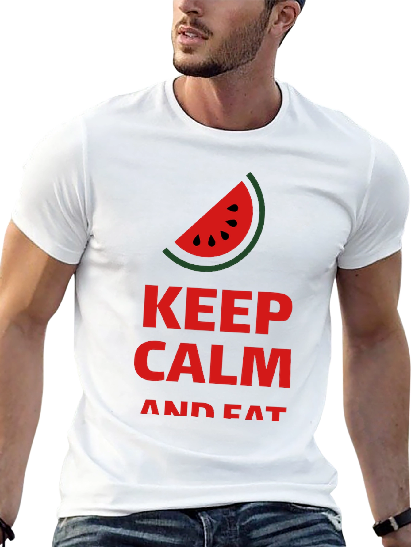 Keep Calm and Eat Watermelon Black T-Shirt